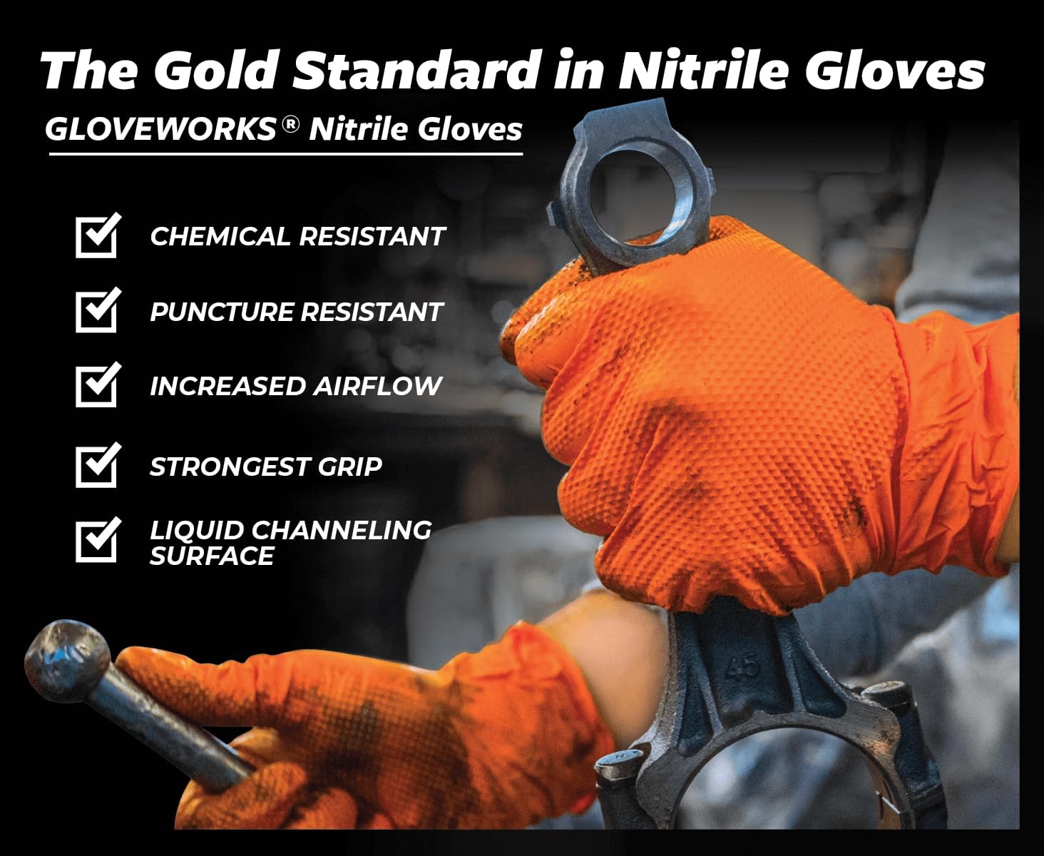 8 Mil Orange Nitrile Disposable Gloves Heavy Duty Mechanic Automotive Industrial