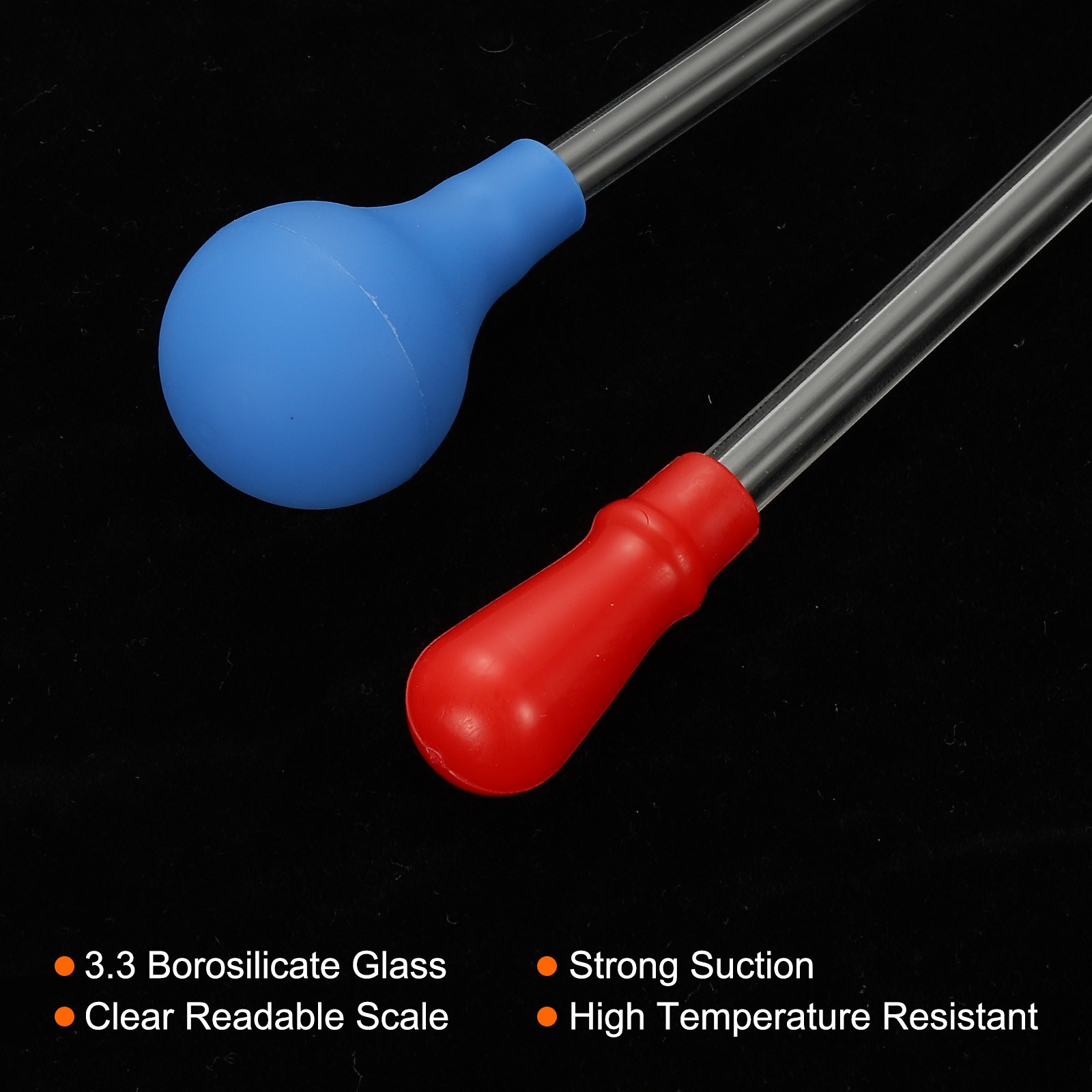 Graduated Pipettes, 3 Pack 1ml/2ml/5ml Glass Pipette with Bulb