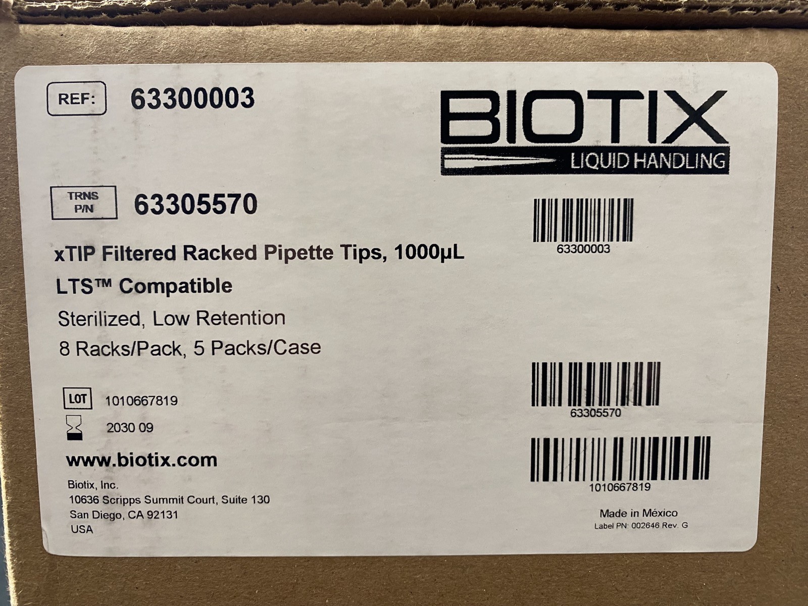 BIOTIX 1000uL xTIP Filtered Sterile LTS Comp Pipette Tips 63300003 (3072/Cs)