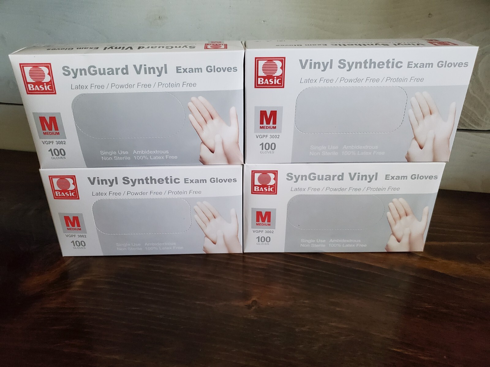 Basic Synguard Vinyl Powder-Free Exam Gloves MEDIUM 100 Ct VGPF 3002 (4 Boxes)