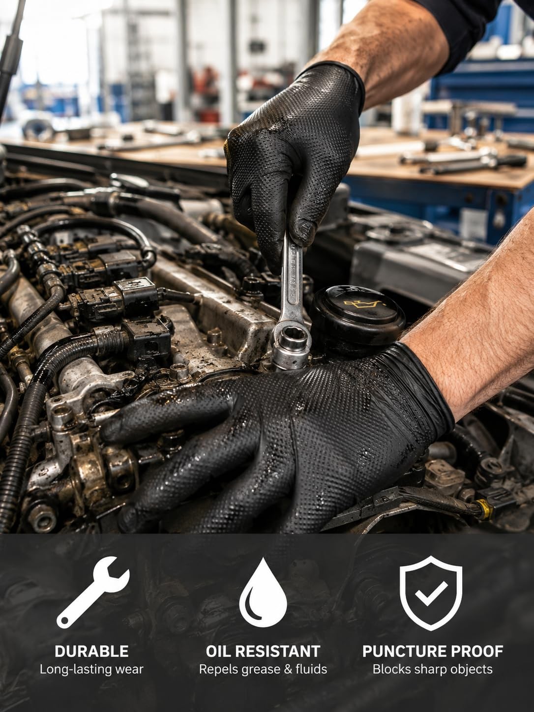 10 Mil Heavy Duty Disposable Nitrile Mechanic Gloves