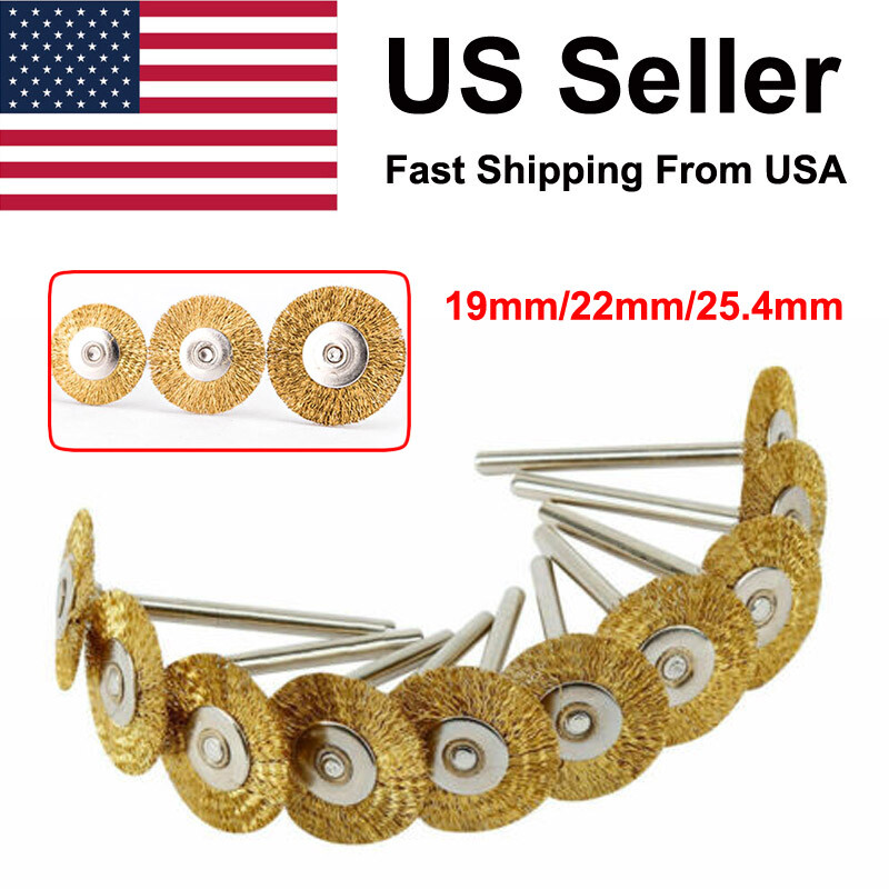 10pcs Copper Wire Brush Polishing Wheel for Dental Lab Rotary Tools 2.35mm Shank