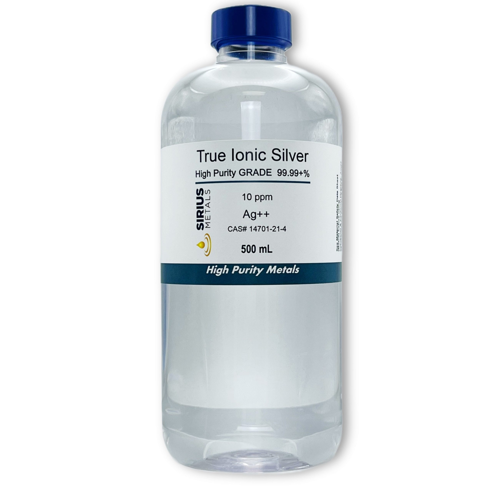 True Free Silver Ions (Ag++): 10 ppm, 99.99+% Purity – 500 mL in Plastic