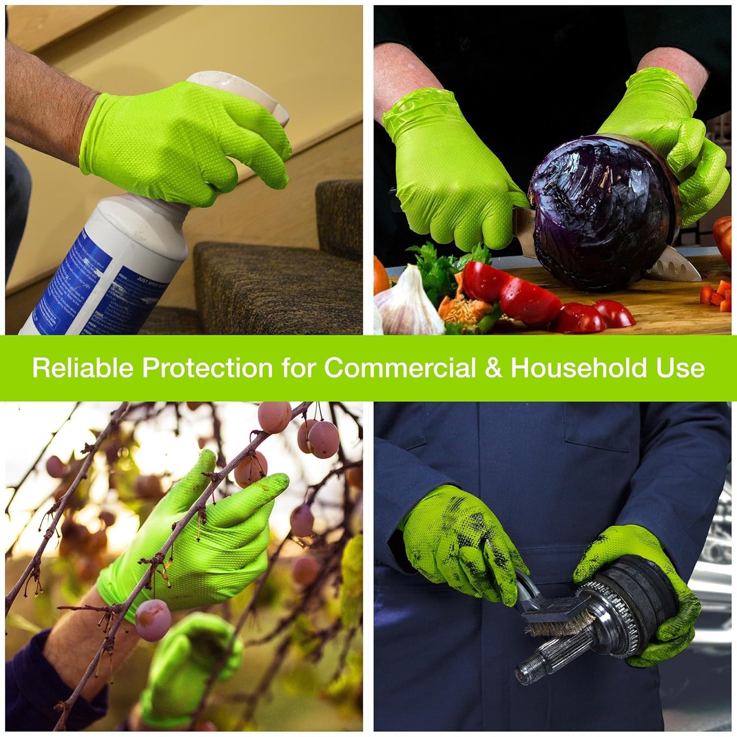 6 mil Gloves, Disposable, Latex Free, Raised Diamond Grip