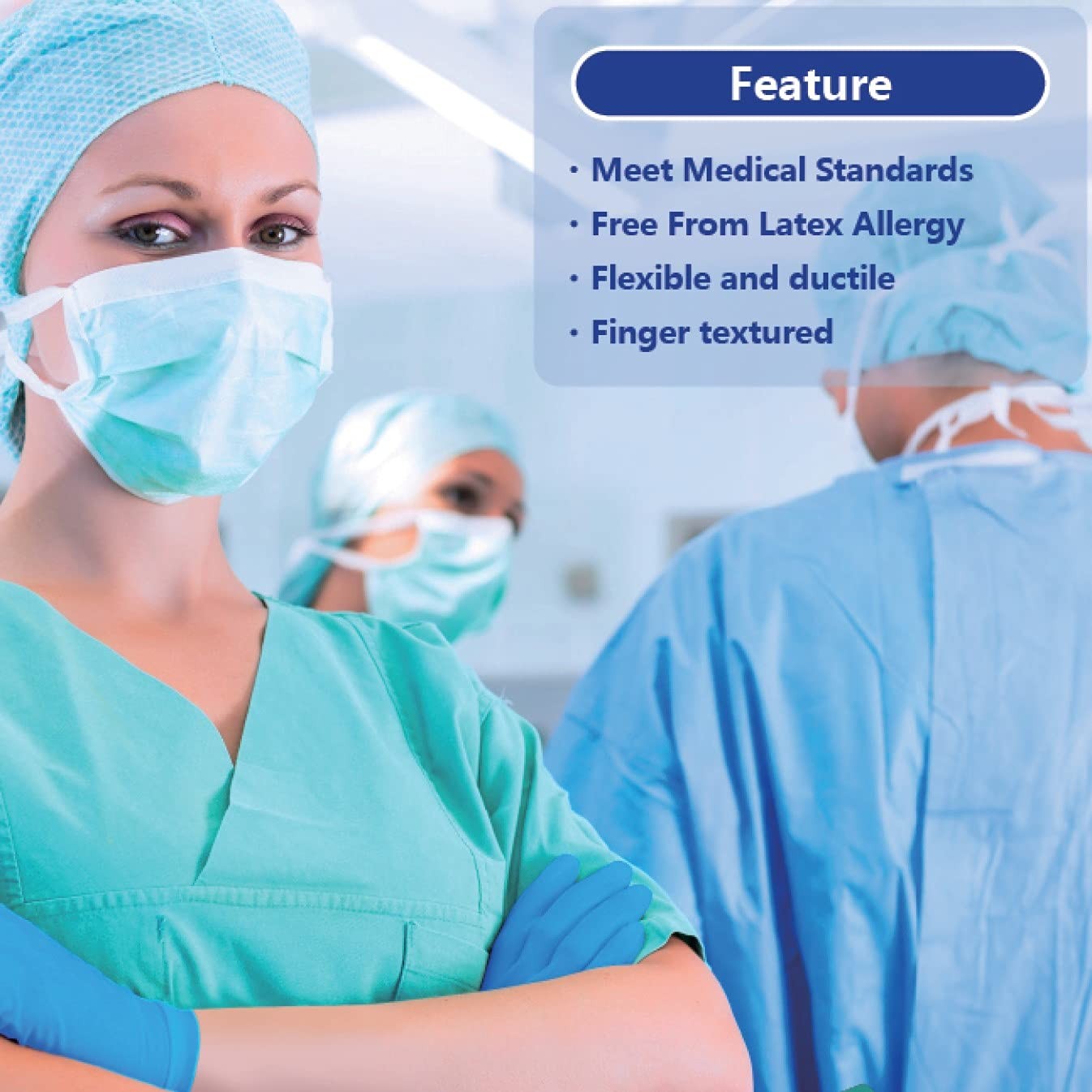Medium Blue Nitrile Gloves Pack Of 100 Powder Free Latex Free Medical Use