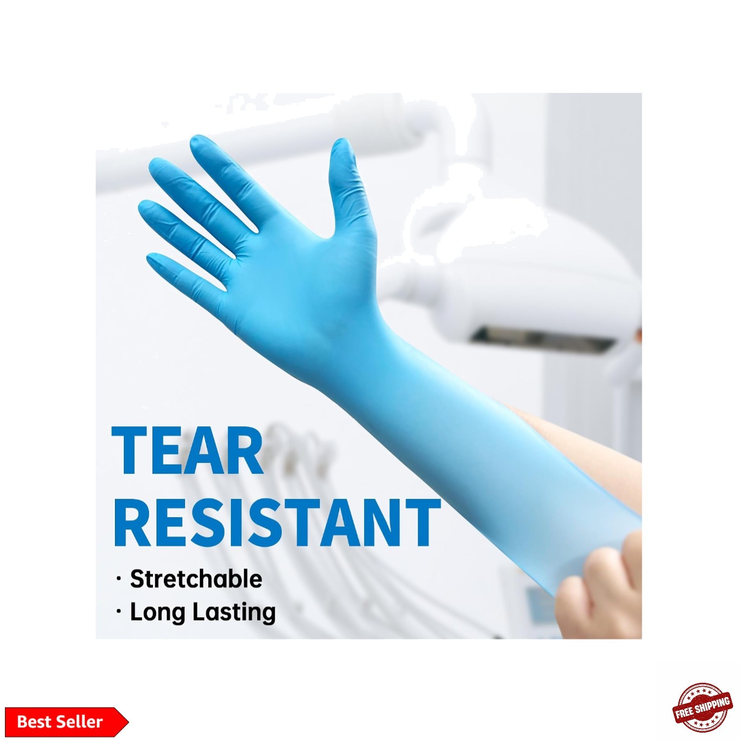 Medical Blue Nitrile Disposable Exam Gloves, 4.5 Mil 100 Pcs Powder-Free Late…