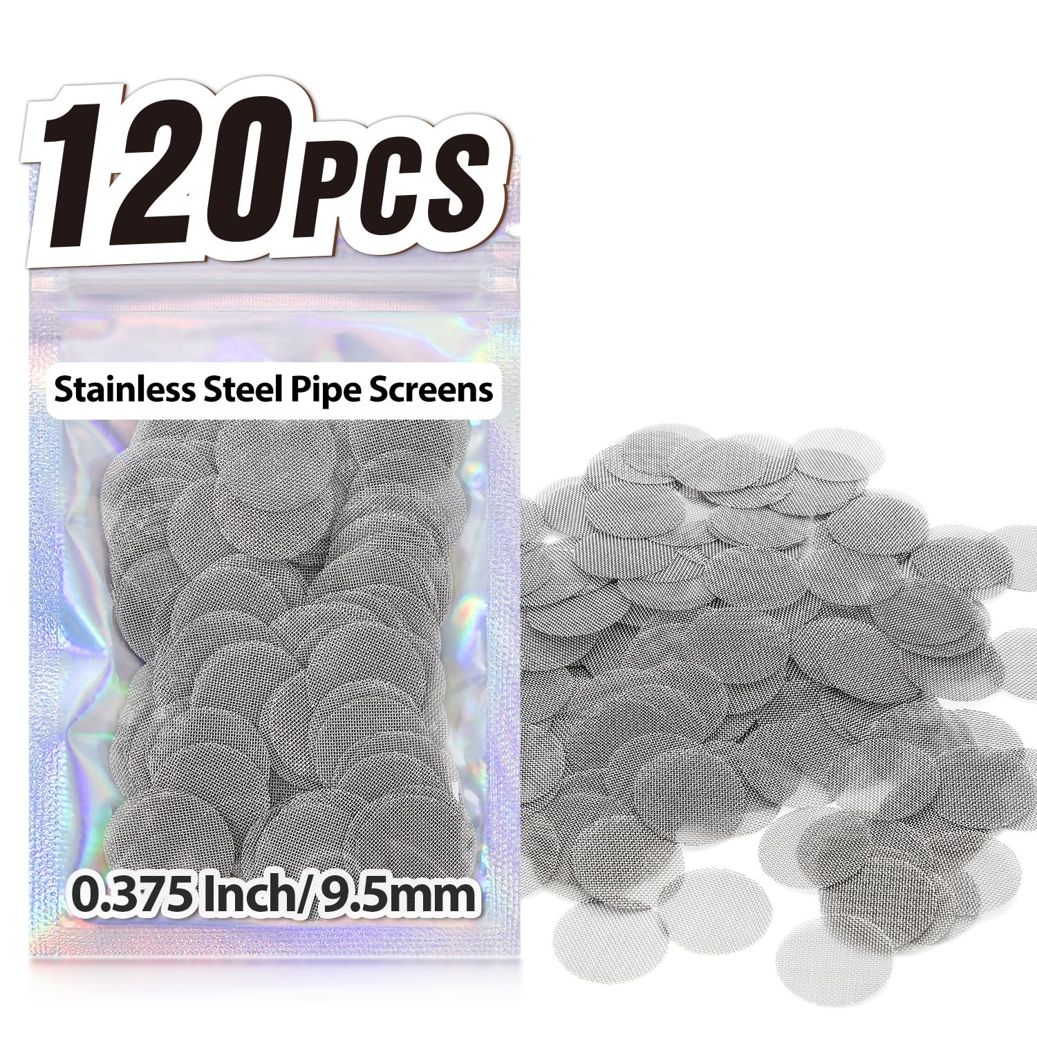 Pipe Screens 120pcs 3/8 Inch 9.5mm Stainless Steel Screen, 0.375