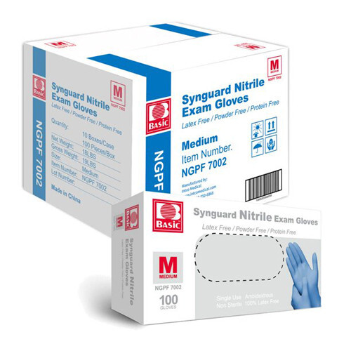 Synguard Nitrile Exam Gloves 10 bxs/case Medium each box of 100 gloves