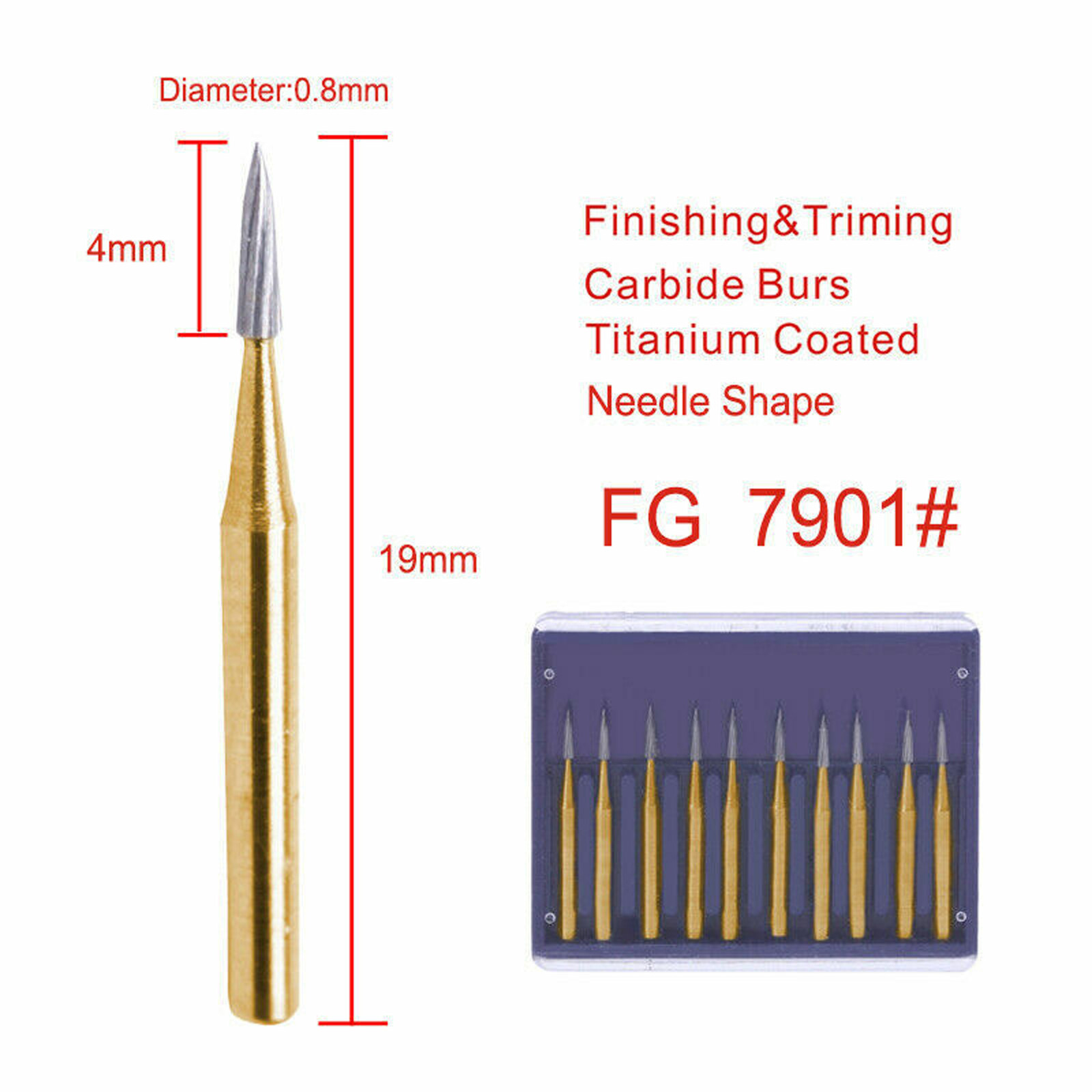 FG7901 Carbide Burs 12-BLADE TRIMMING & FINISHING CARBIDE Made in China