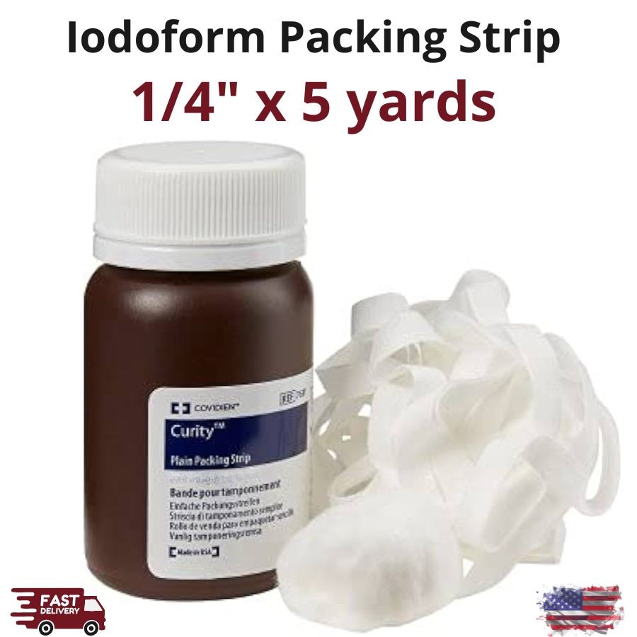 Curity Iodoform Packing Strip 1/4″ x 5 Yards Sterile Cotton Gauze Wound w/ PHMB