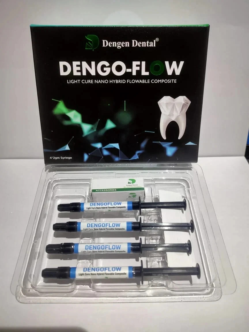 Dental DENGOFLOW Light Cured Nano Hybrid Flowable 4 x 2gm Composite Pack