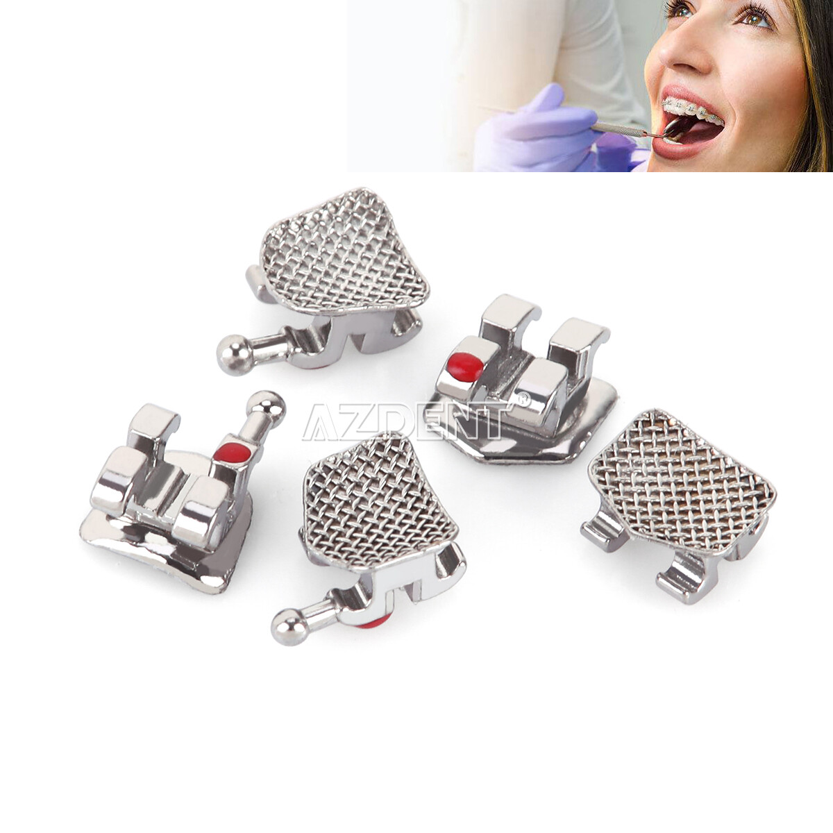 AZDENT Dental Orthodontic Brackets Mini/Standard Roth/MBT 018/022 Hooks 3/345