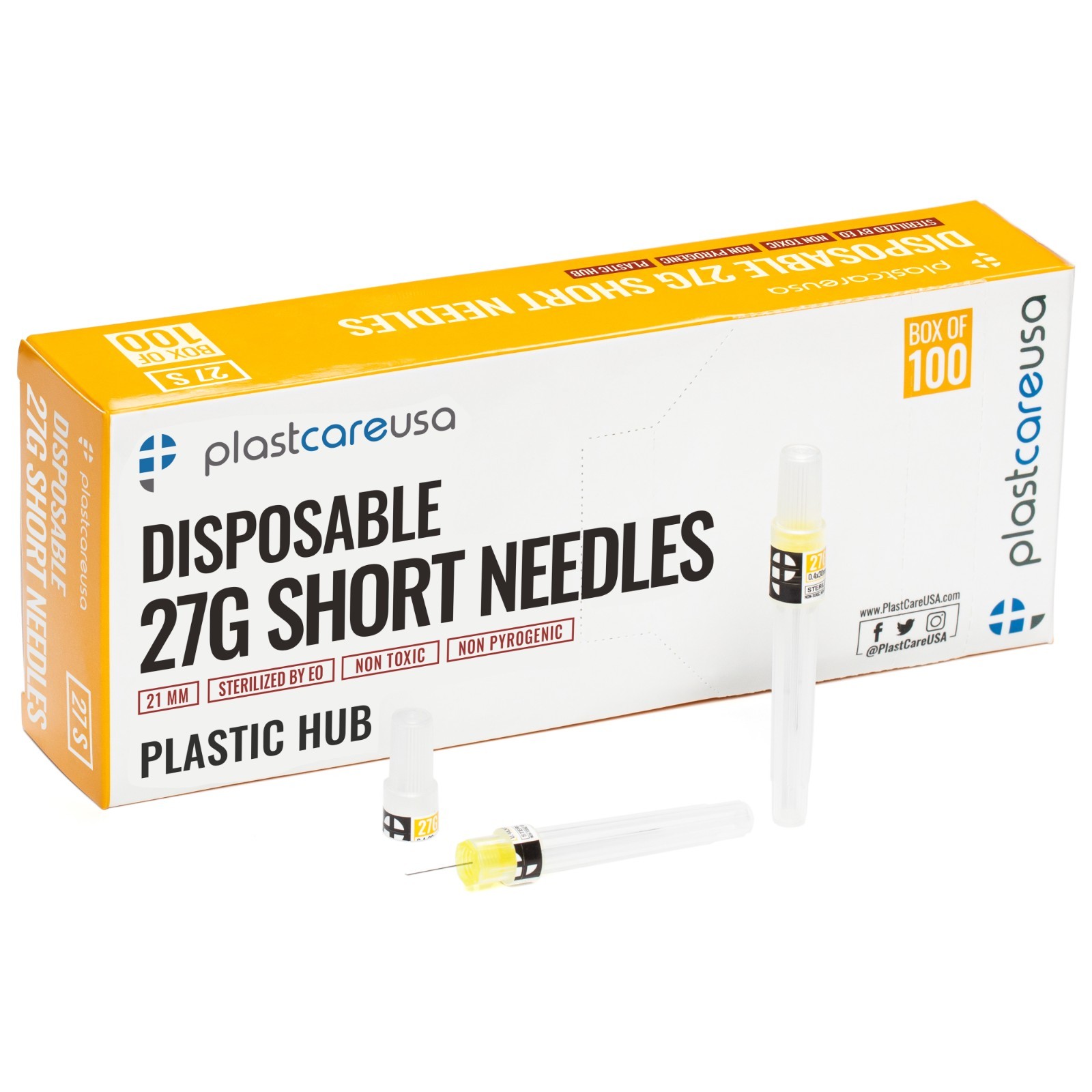 100 27G Short, 21mm Disposable Dental Needles in Perforated Box