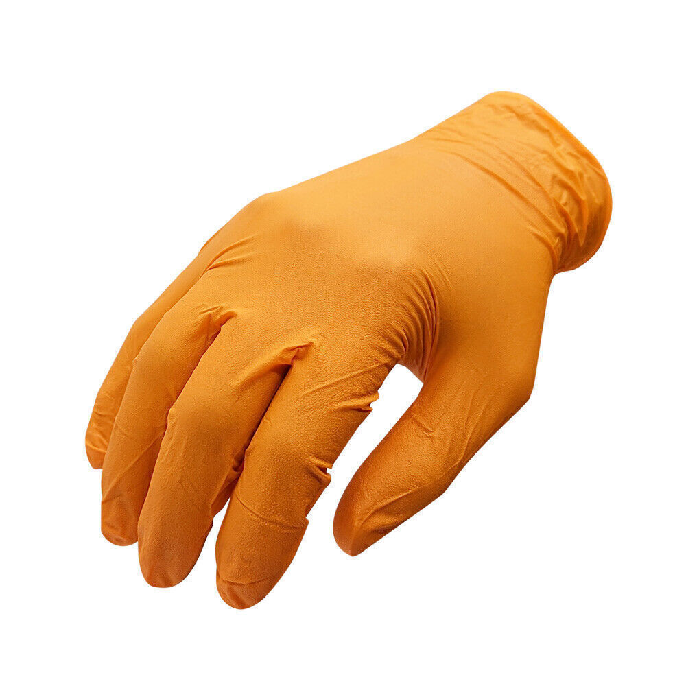 Disposable Orange Nitrile Medical Examination Gloves, 5 Mil, Latex & Powder Free