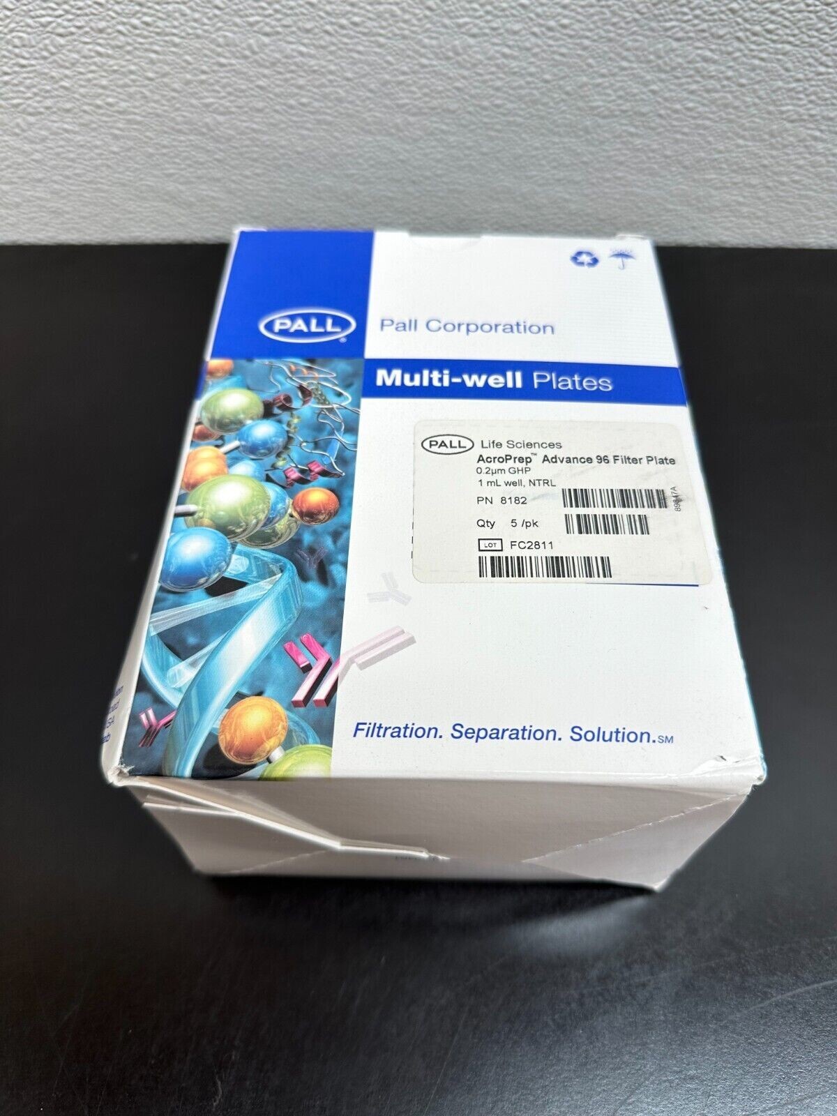 Pall Life Sciences PN 8182 AcroPrep Advance 96 Filter Plate 0.2 um 1mL well 5PK