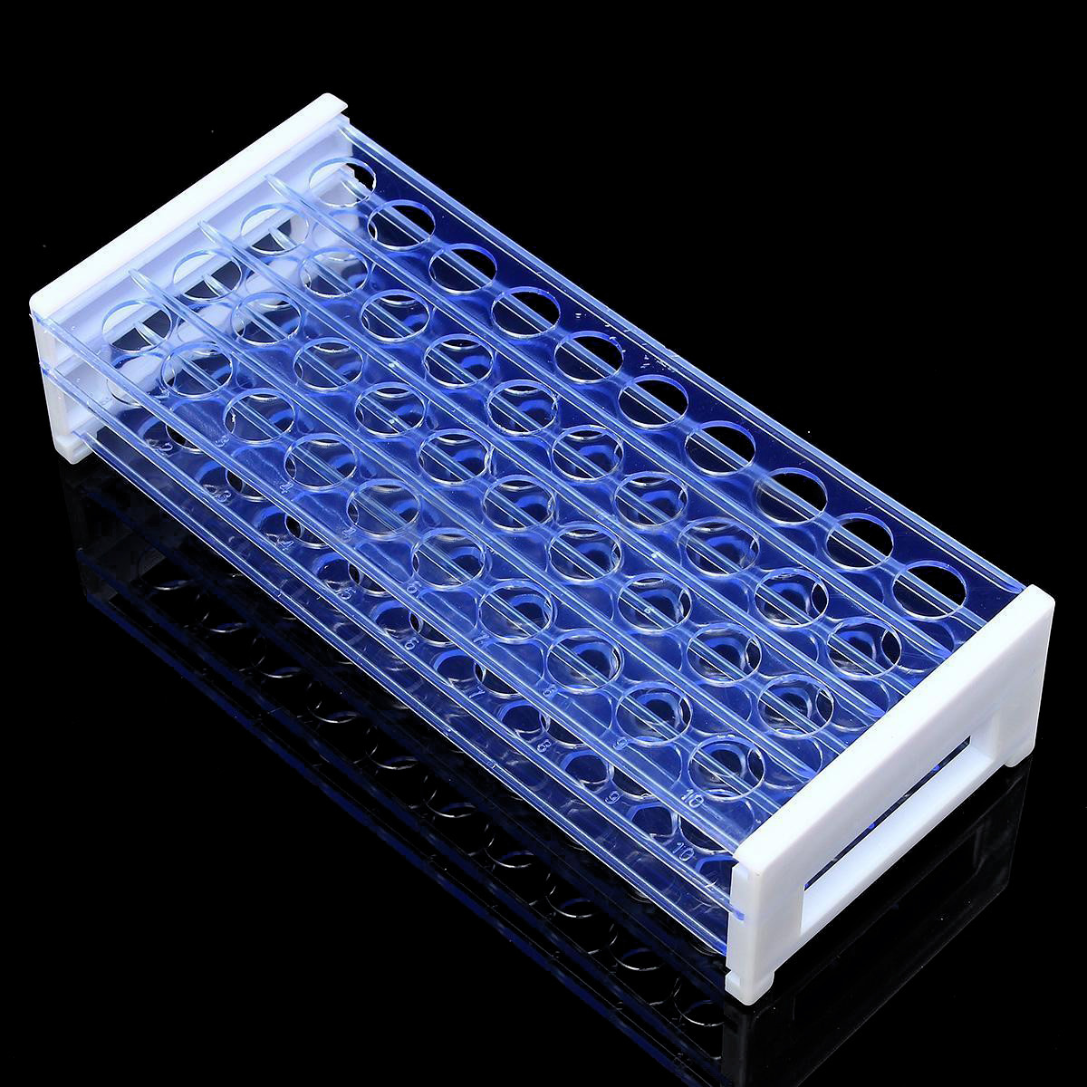 25/50pcs Plastic Test Tubes Vials with Caps & Pipe Rack Holder Stand 40/50 Holes