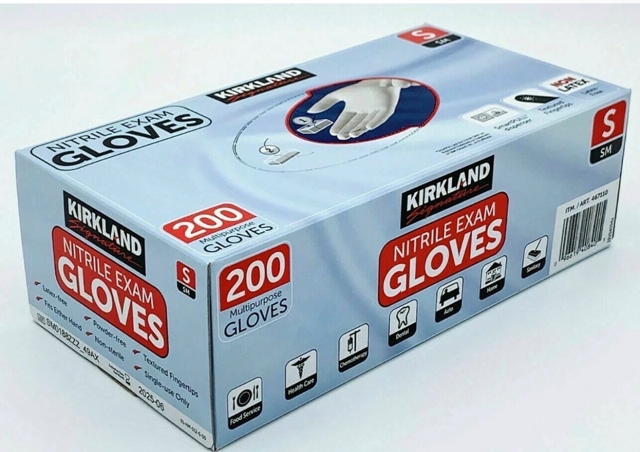 Kirkland Signature Nitrile Exam Gloves 200 Count Powder Free Latex Free S M L