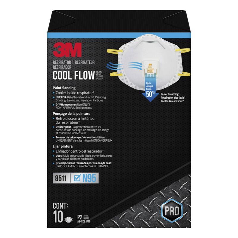 3M Respirator, Cool Flow Valve, Paint Sanding, Lightweight, Disposable, Filter M