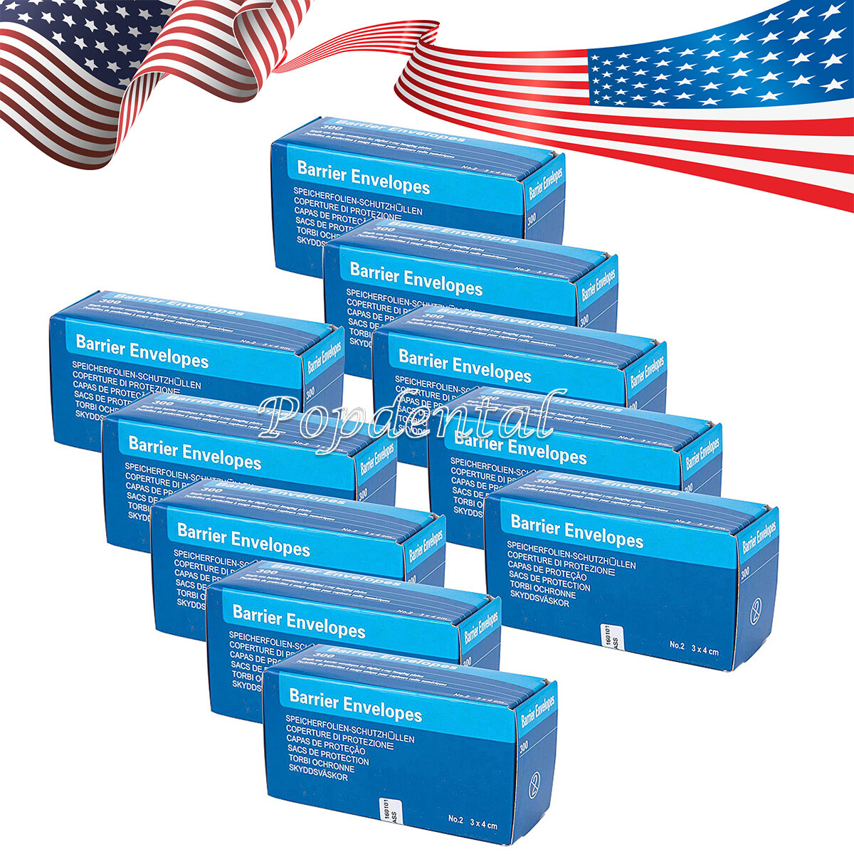 10Pack Dental Digital Sensor X-Ray Scan Barrier Envelope Phosphor Plate Size 2#