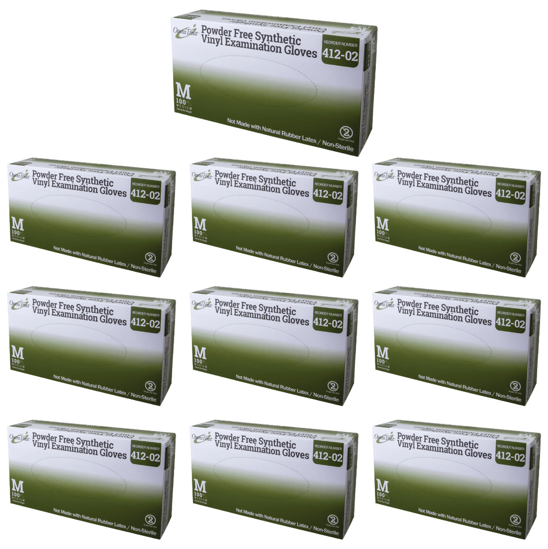 OmniTrust Powder-Free Synthetic Vinyl Exam Gloves, Size Medium – Case of 1,000