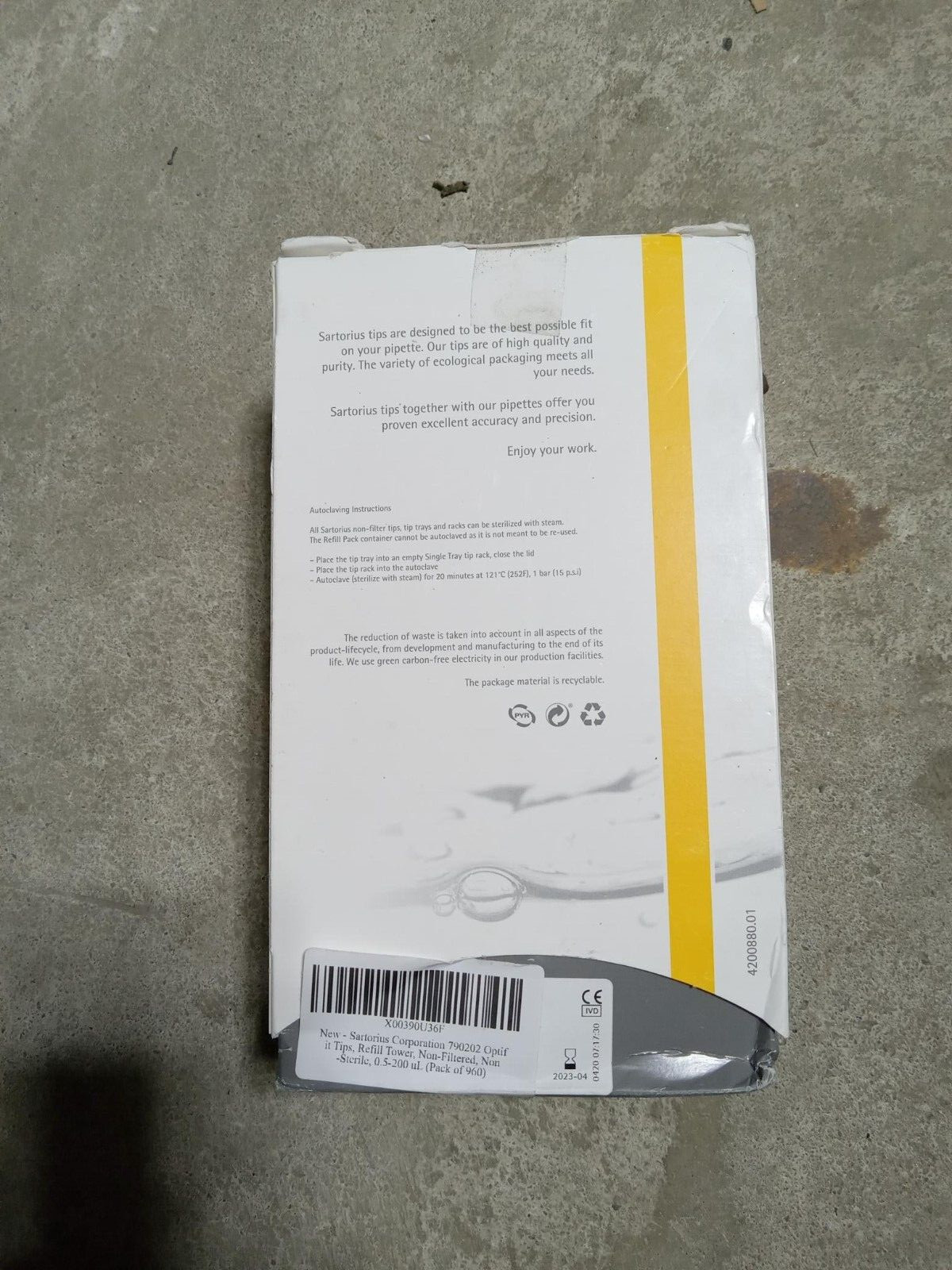 Sartorius Optifit Pipette Refill Tips – 200 uL – #790202 – 960pcs – 2023/04