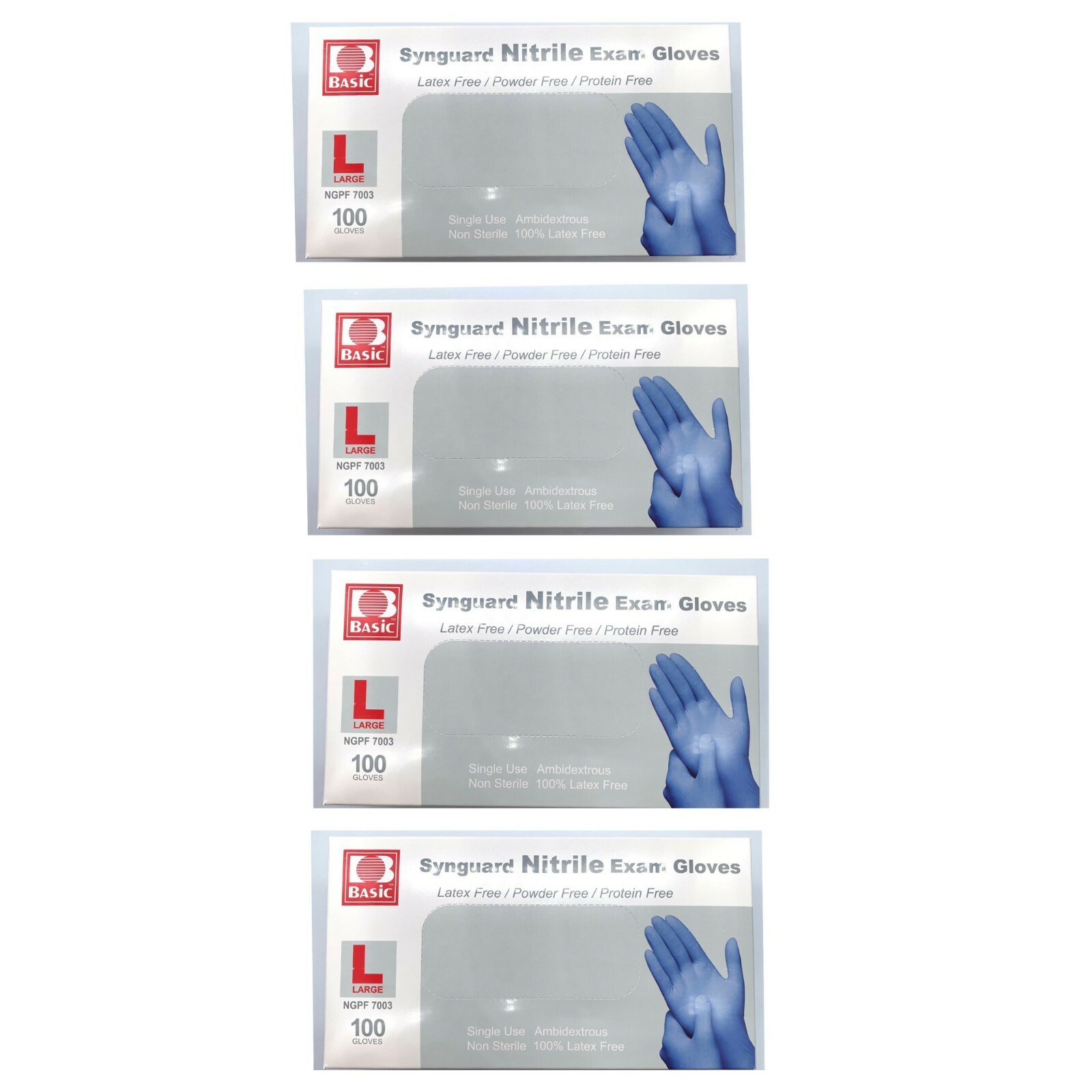 Synguard Nitrile Exam Gloves Powder-Free Blue large (4x 100/Bx)
