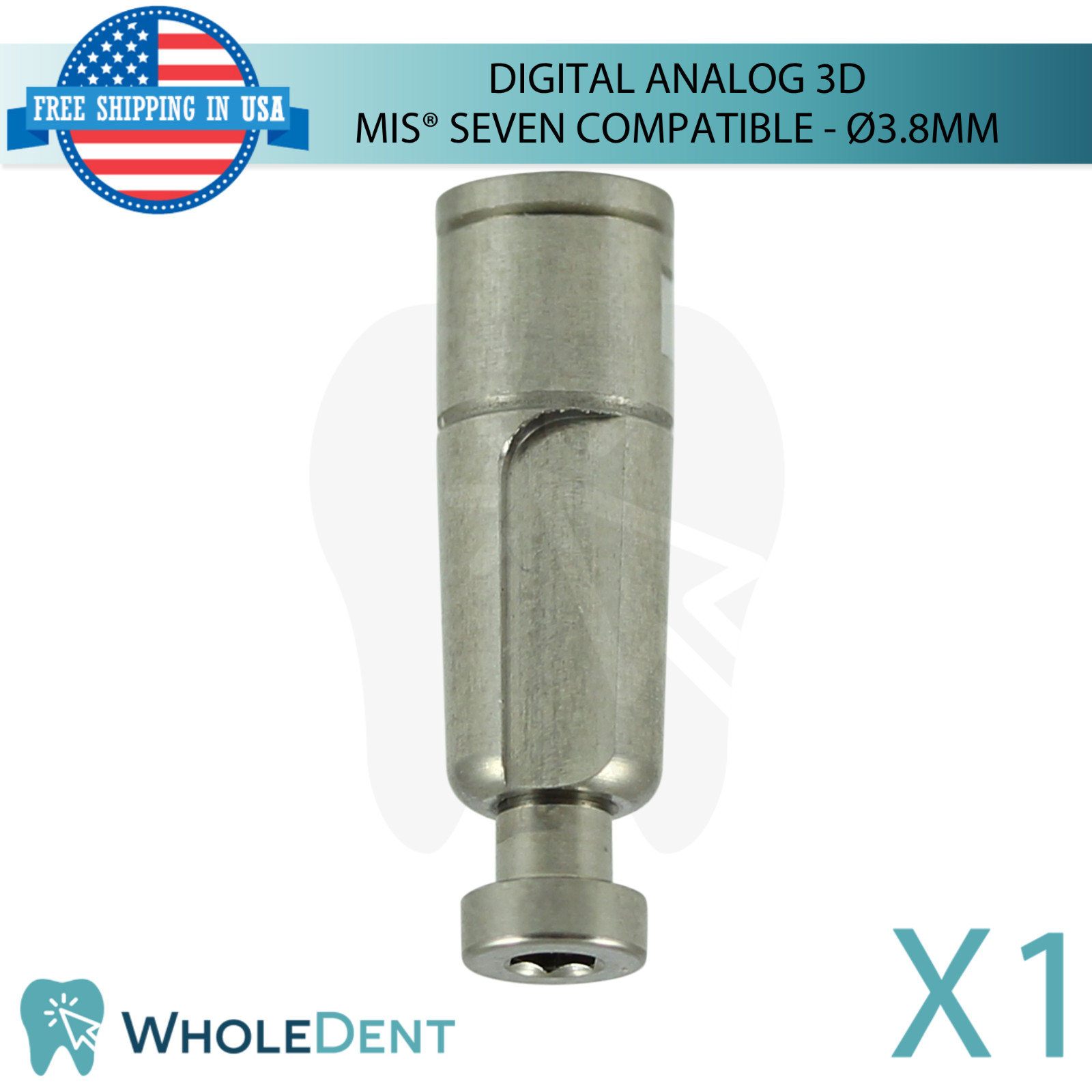 1x Dental Digital Analog 3D Ø3.8mm MIS® Seven Compatible Standard Int Hex
