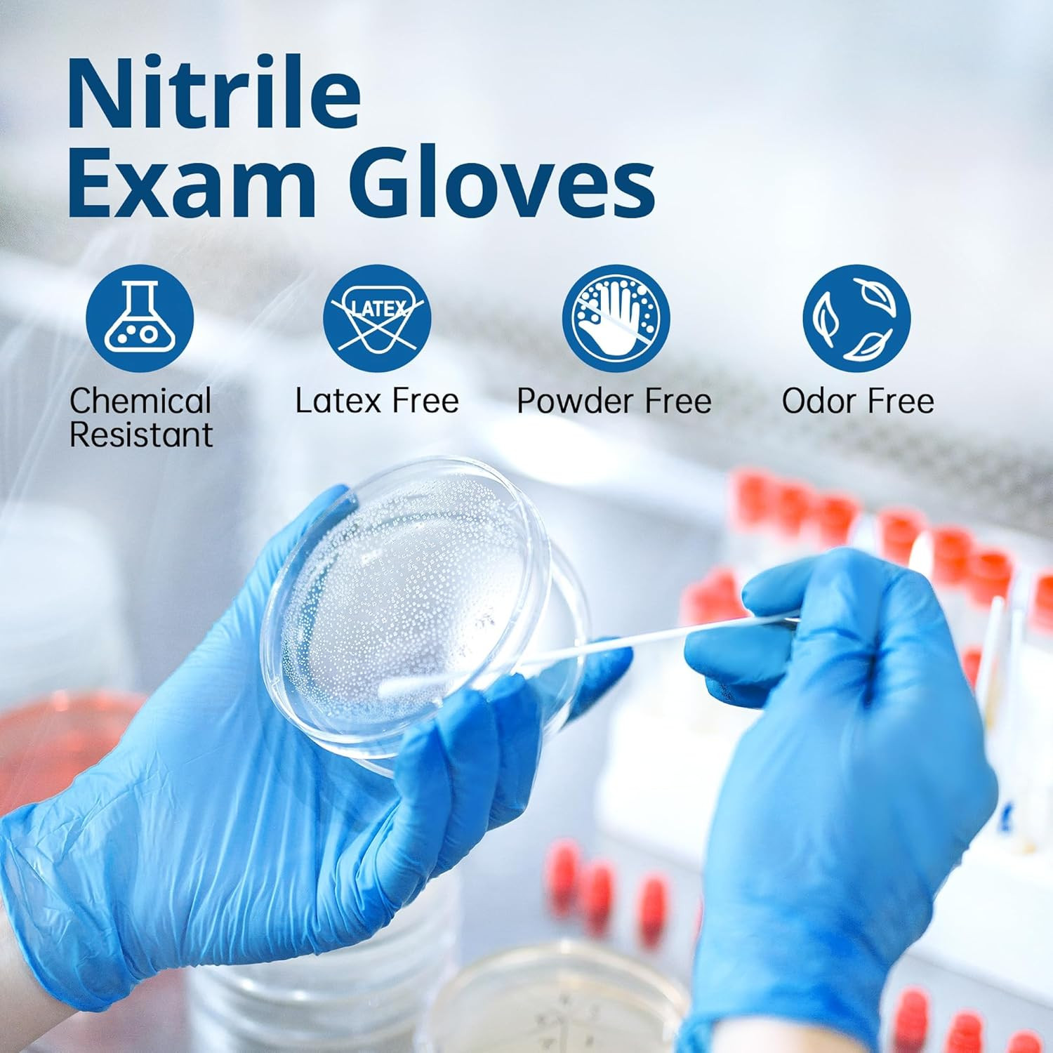 Swiftgrip Disposable Nitrile Exam Gloves, Blue, Latex Free, Medical Gloves for C