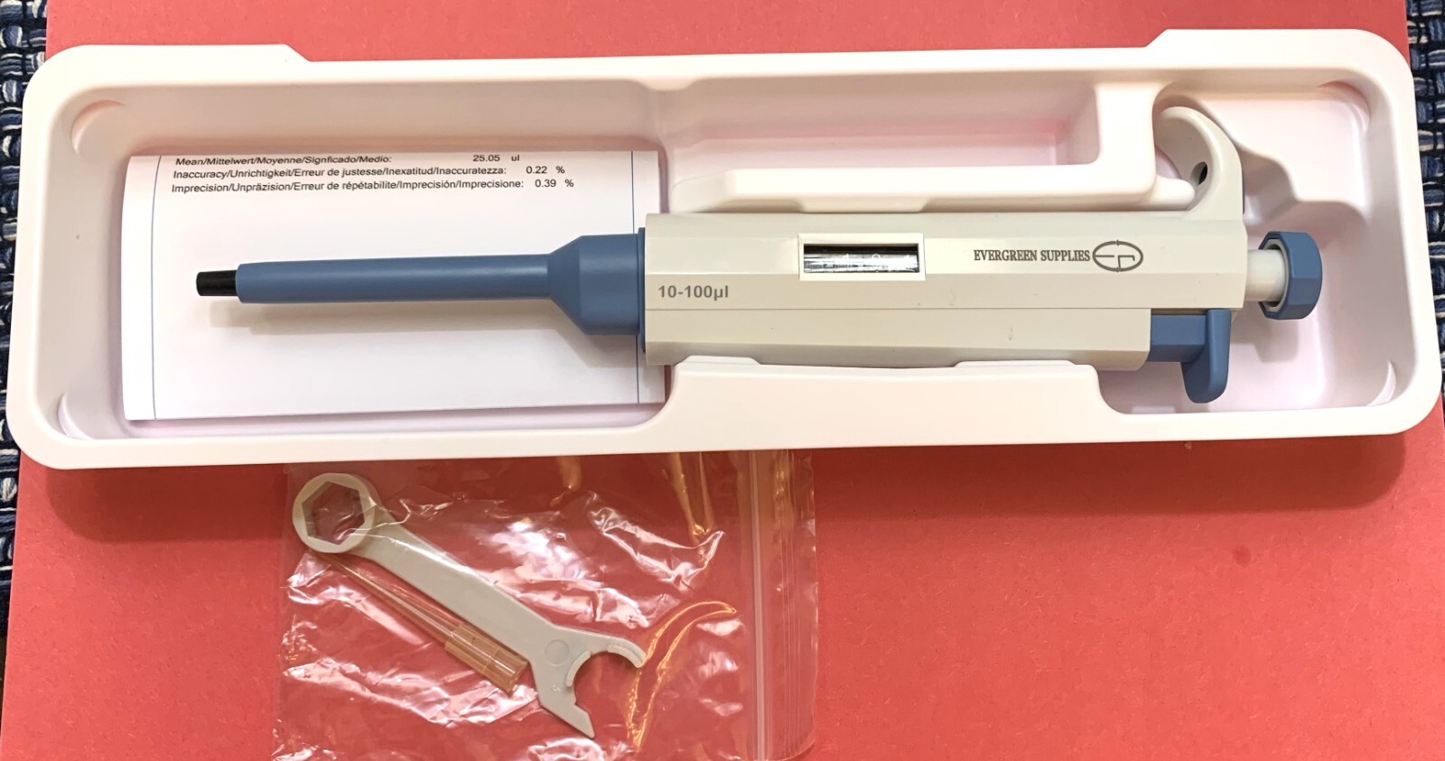 Micro Pipettor, Single Channel 10-100μl + FREE box of Tips, EVERGREEN SUPPLIES