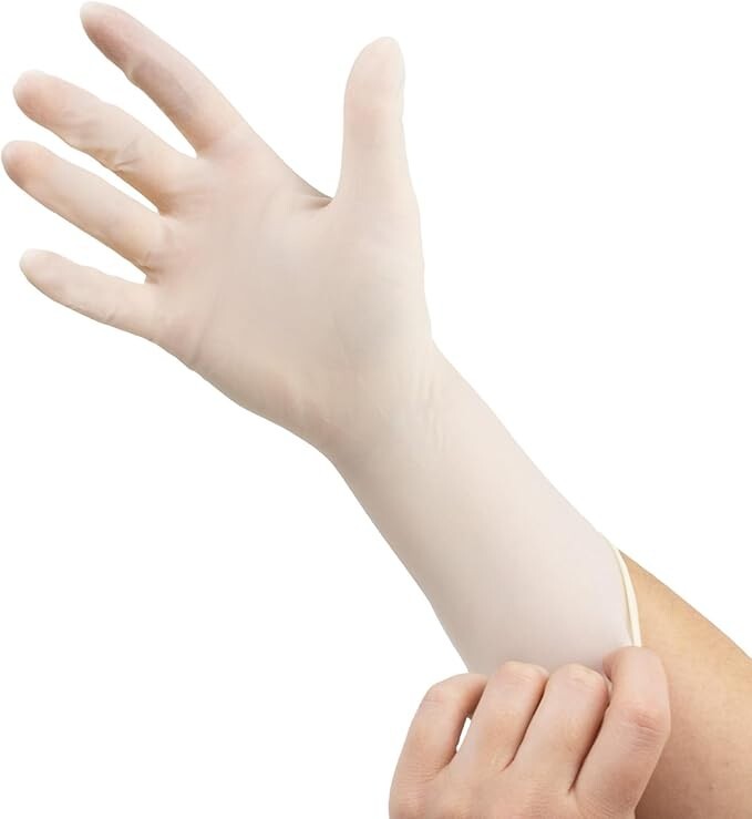 Sterile Latex Surgical Gloves, Size 6.5, Powder-Free, 50 Pairs/Box