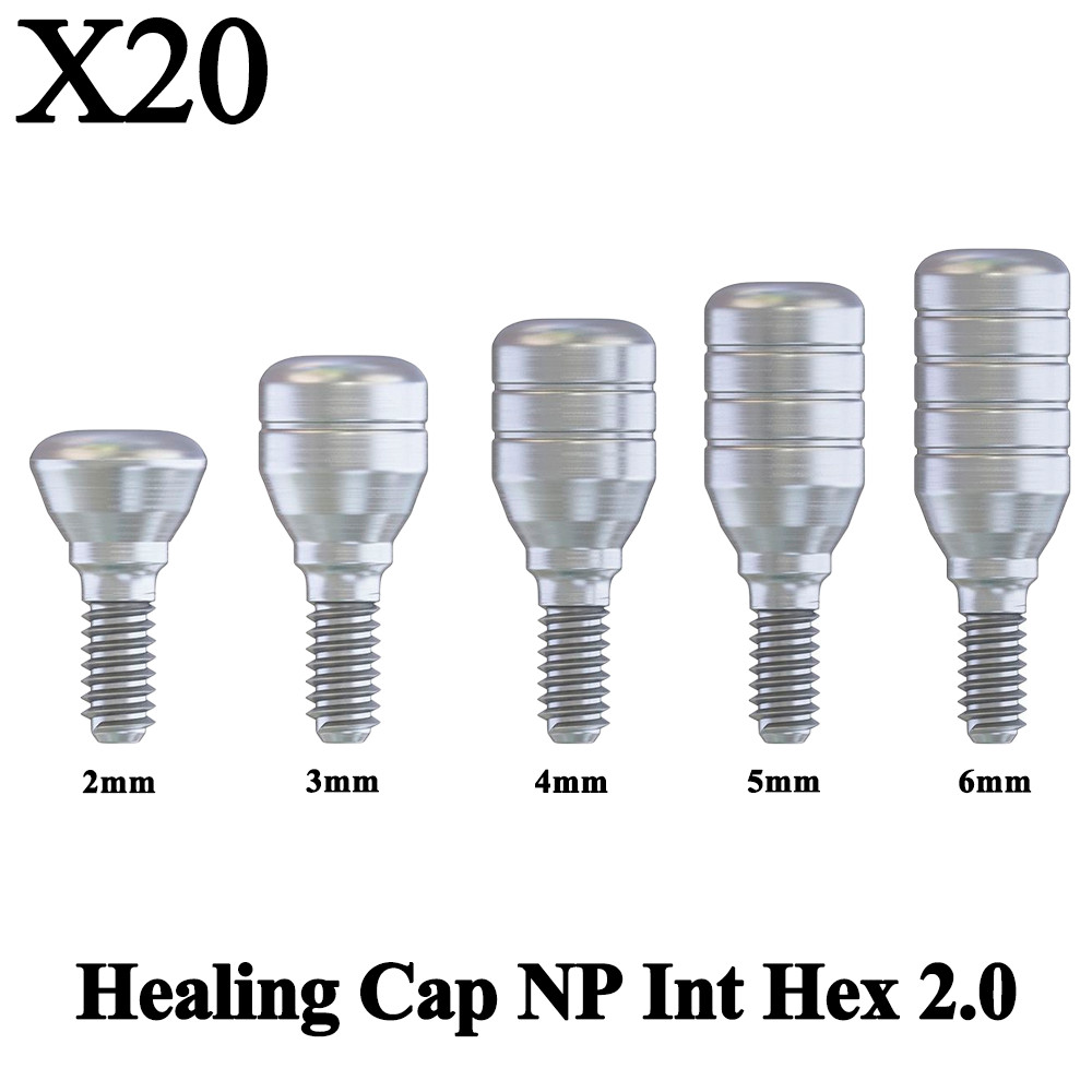 20pcs Dental Healing Cap Slim NP Ø3.5mm Int Hex 2.0mm Connection Titanium