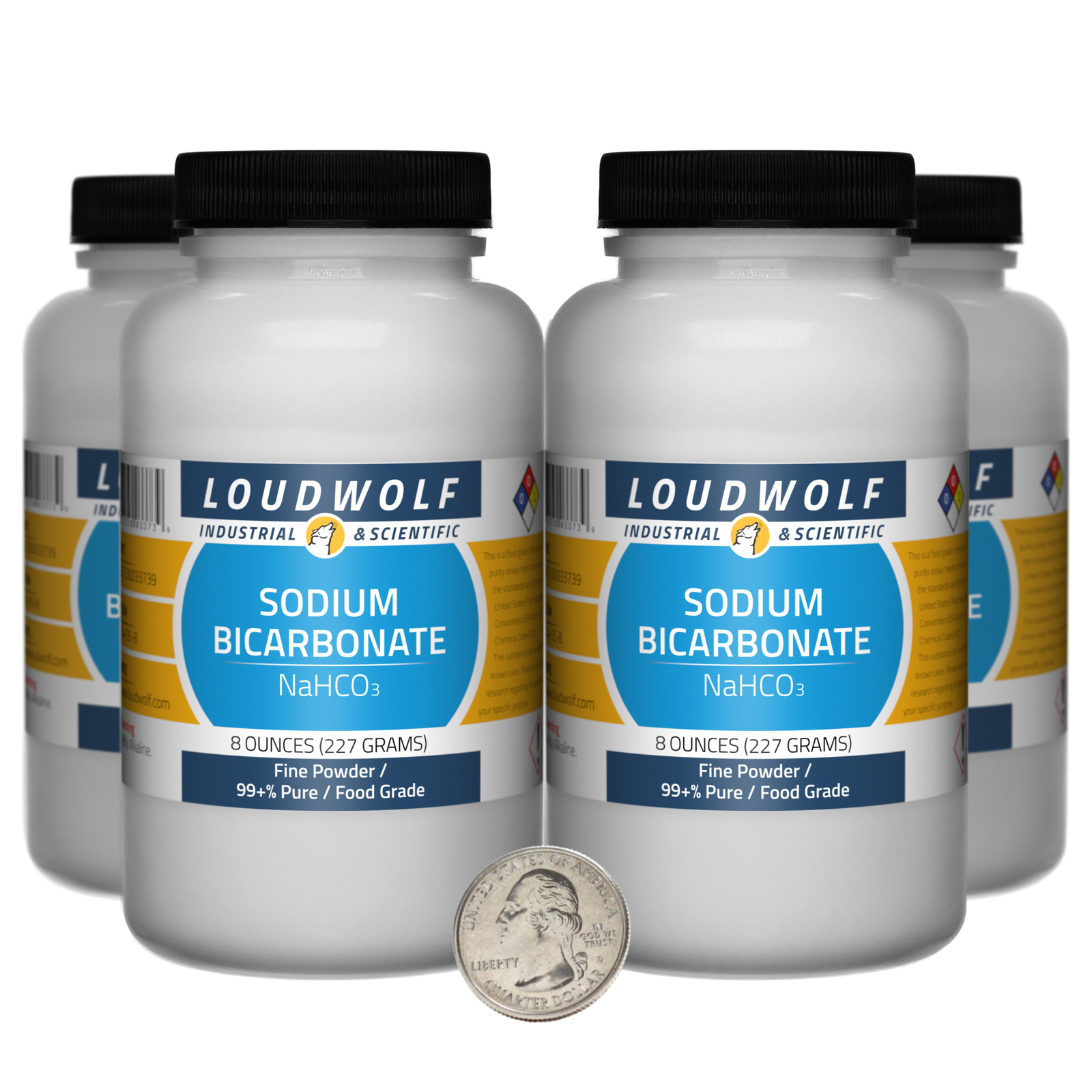 Sodium Bicarbonate / 2 Pounds / 4 Bottles / 99+% Pure Food Grade / Fine Powder