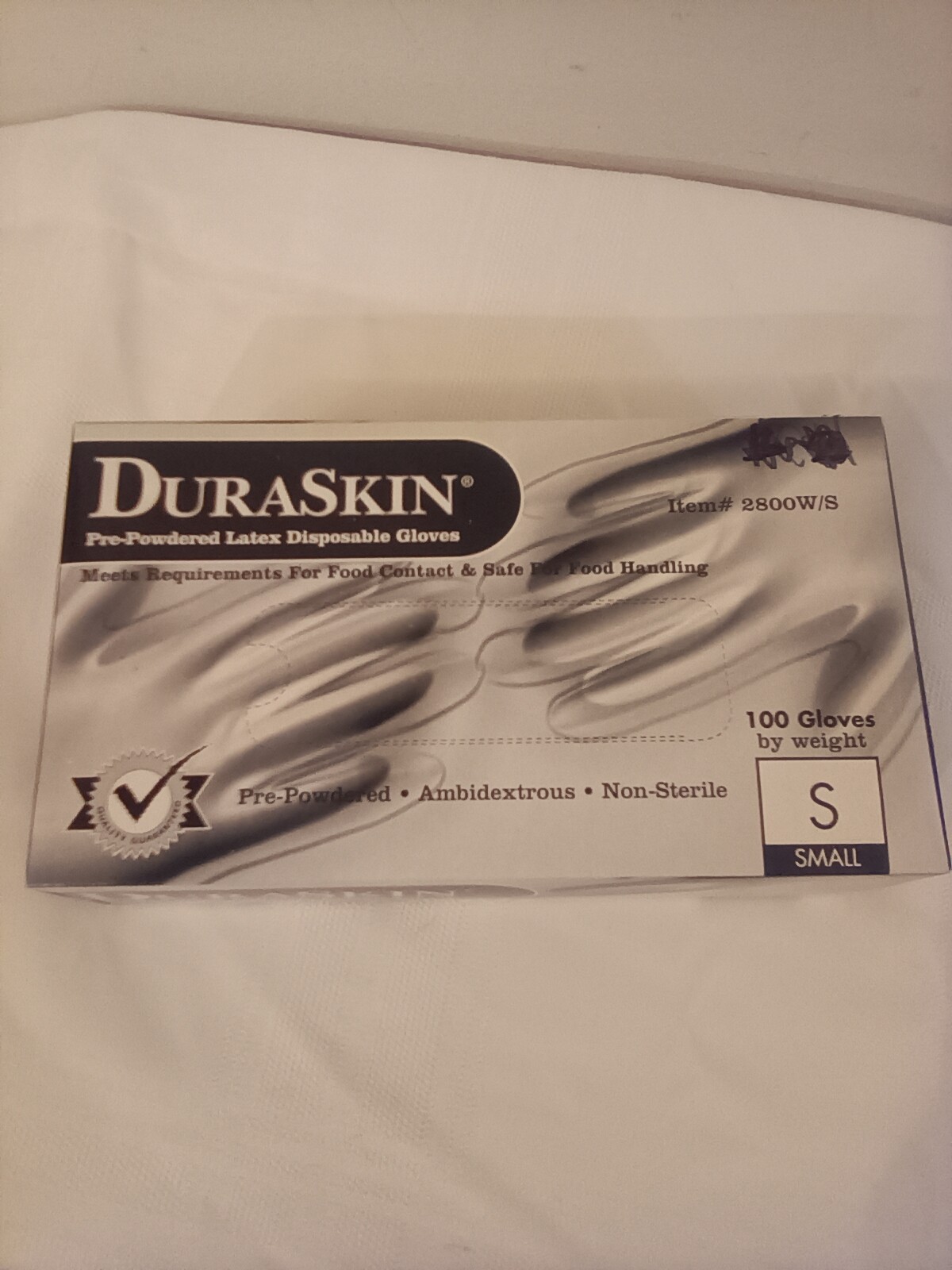 Duaskin pre-powered latex disposable gloves 100 ct item # 2899W/S small NWOT