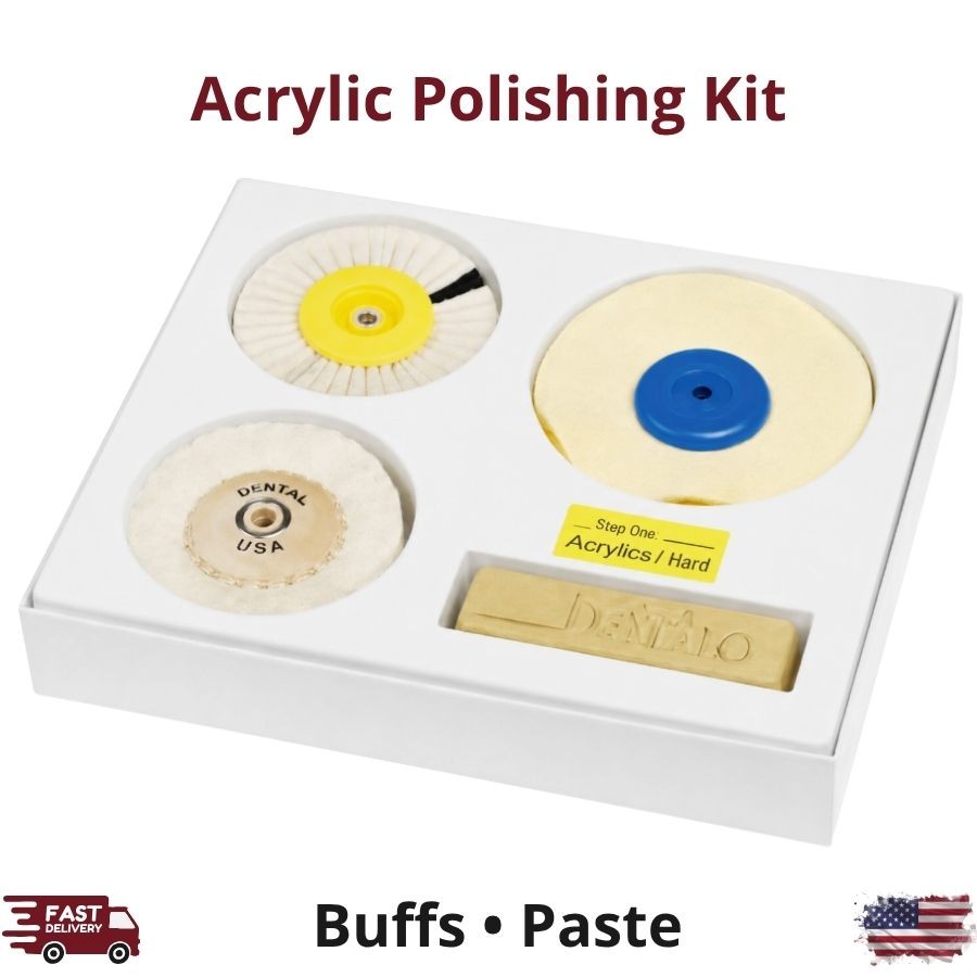 5/Pk Acrylic Denture Teeth High-Shine Polishing Kit Paste Buffs Pumice Cotton