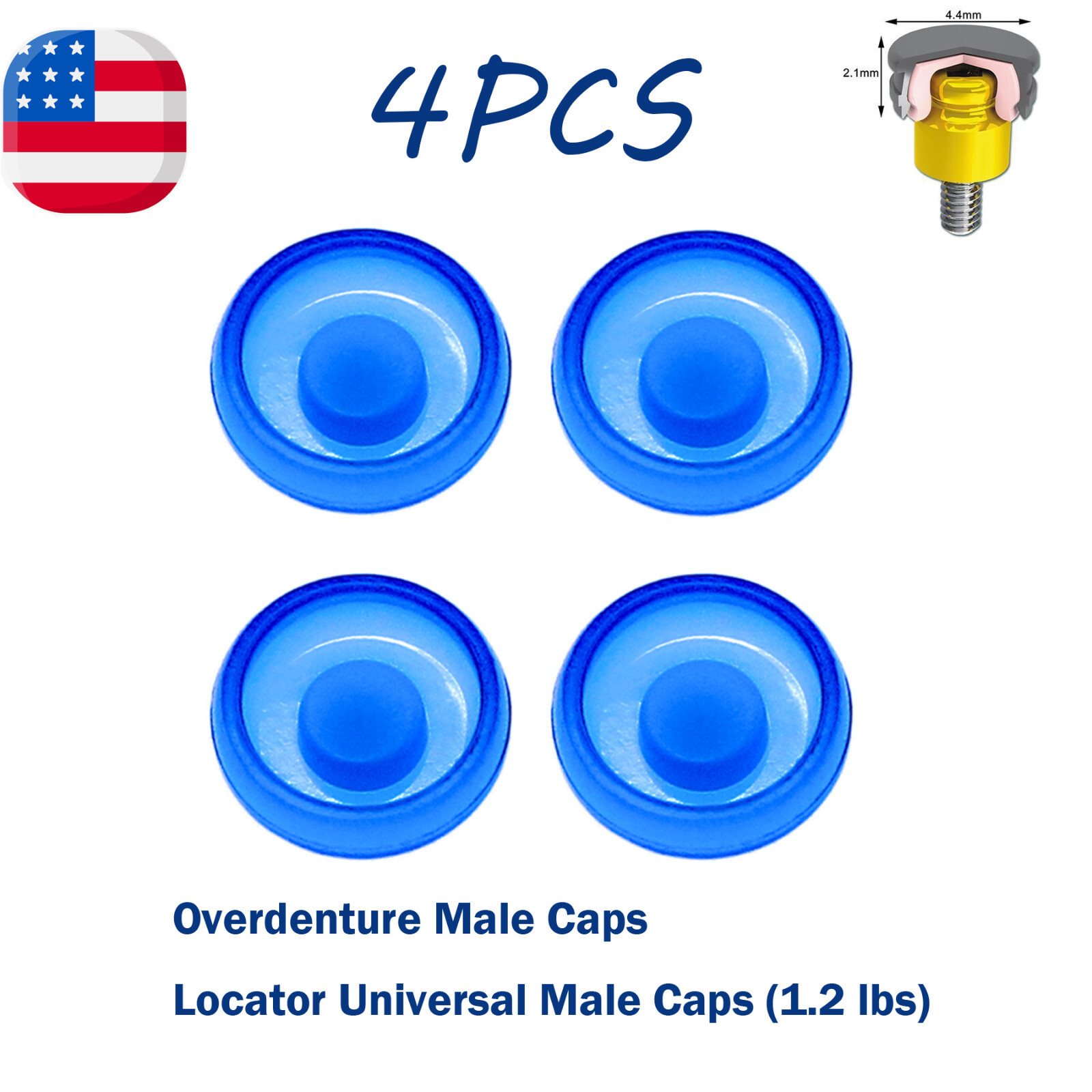Dental Universal Overdenture Locator Blue Male Caps1.2lbs Replacement 4/8/12pcs