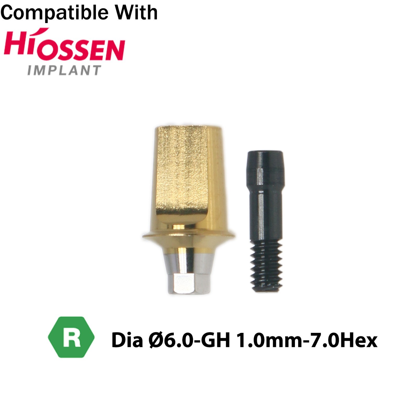 Dental Regular Straight Abutment with Screw fits Hiossen Osstem Ø6.0mm GH 1-6mm