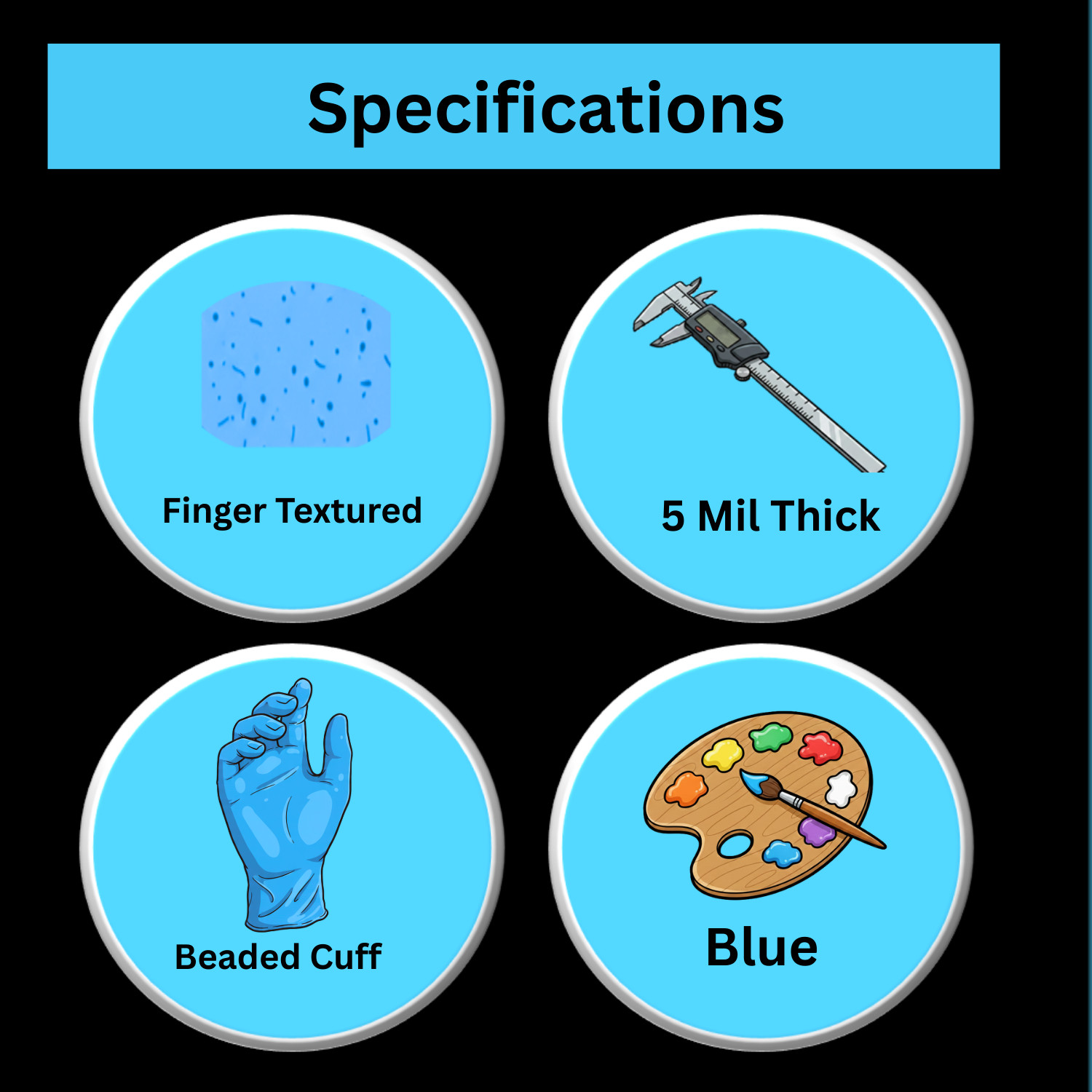 1000 Blue Nitrile Powder-Free Disposable Gloves X-Large 5 MIL Finger-Textured