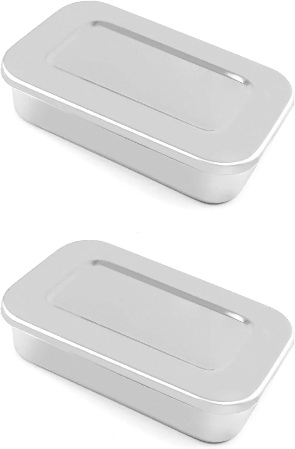 2 Pack 8in Stainless Steel Instrument Trays with Lids Square Sterilization Box