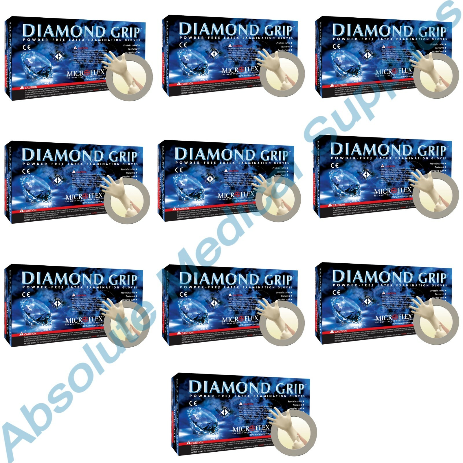 *1,000-Gloves* MicroFlex Diamond Grip Powder-Free Latex Exam Small MF-300-S