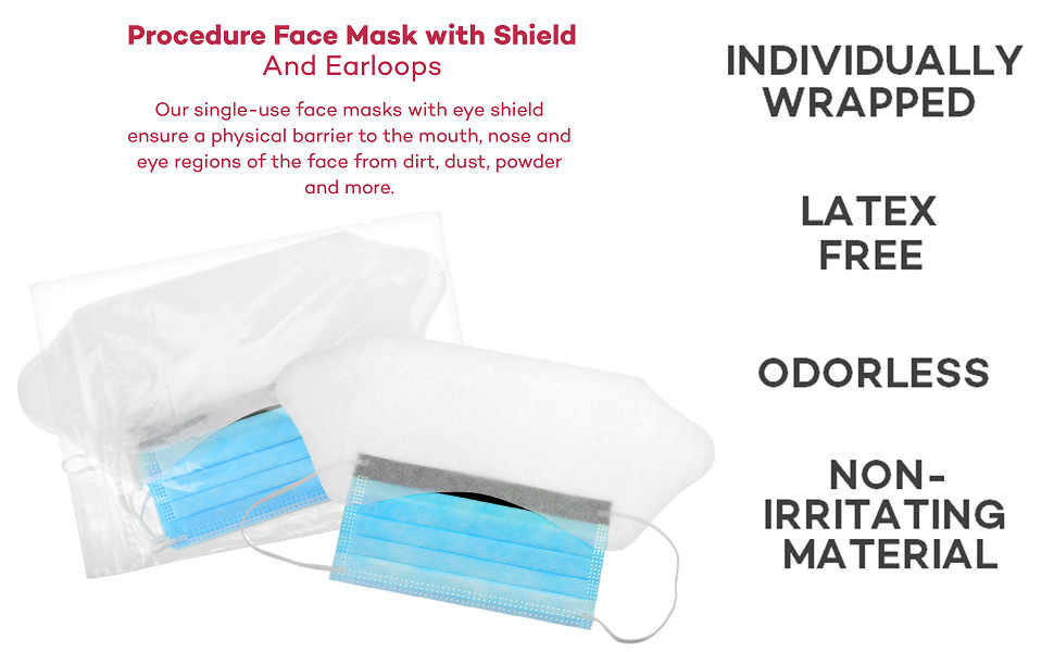 Dealmed Procedure Face Mask with Ear Loop and Shield | Blue | Box of 50