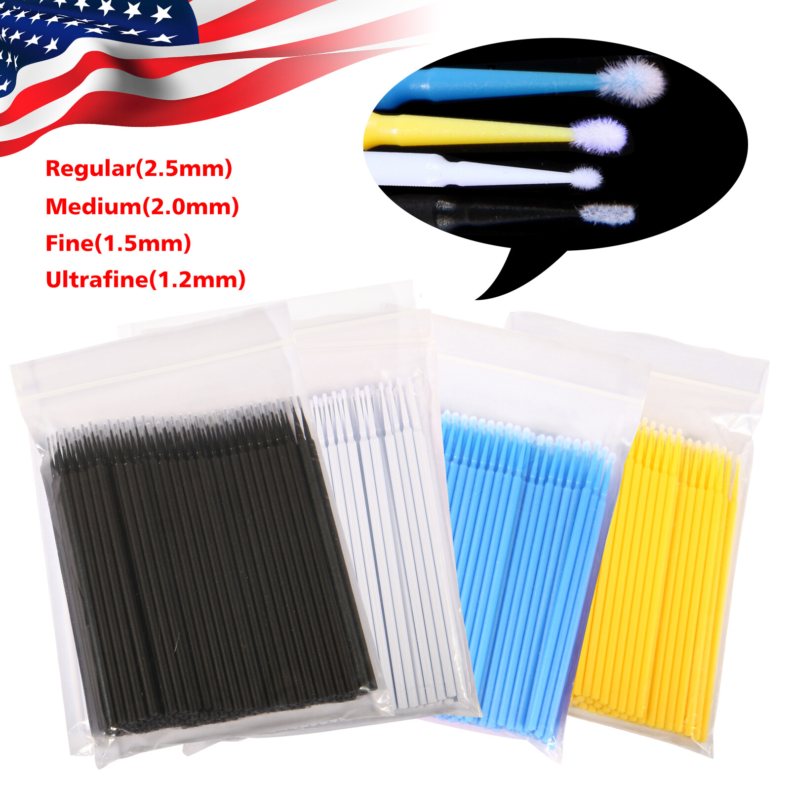 Dental Micro Applicators Disposable Makeup Eyelash Brush Swab Mascara Wand Eye