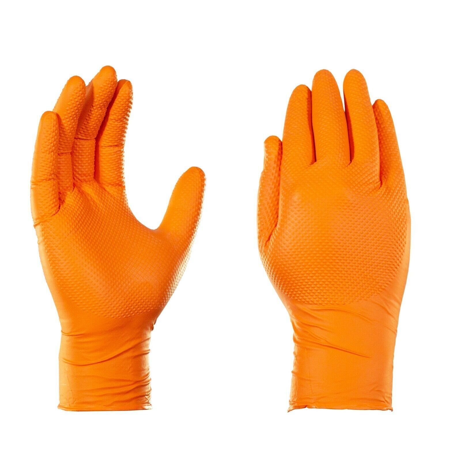 HANDARMOR XXL HD Orange Nitrile Disposable Gloves 8 Mil, Diamond Texture 100PK