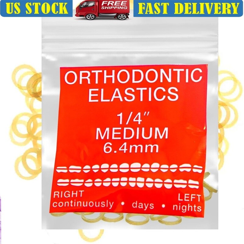 Amber Latex Orthodontic Elastics 100 Count Dental Rubber Bands Super Stretchy US