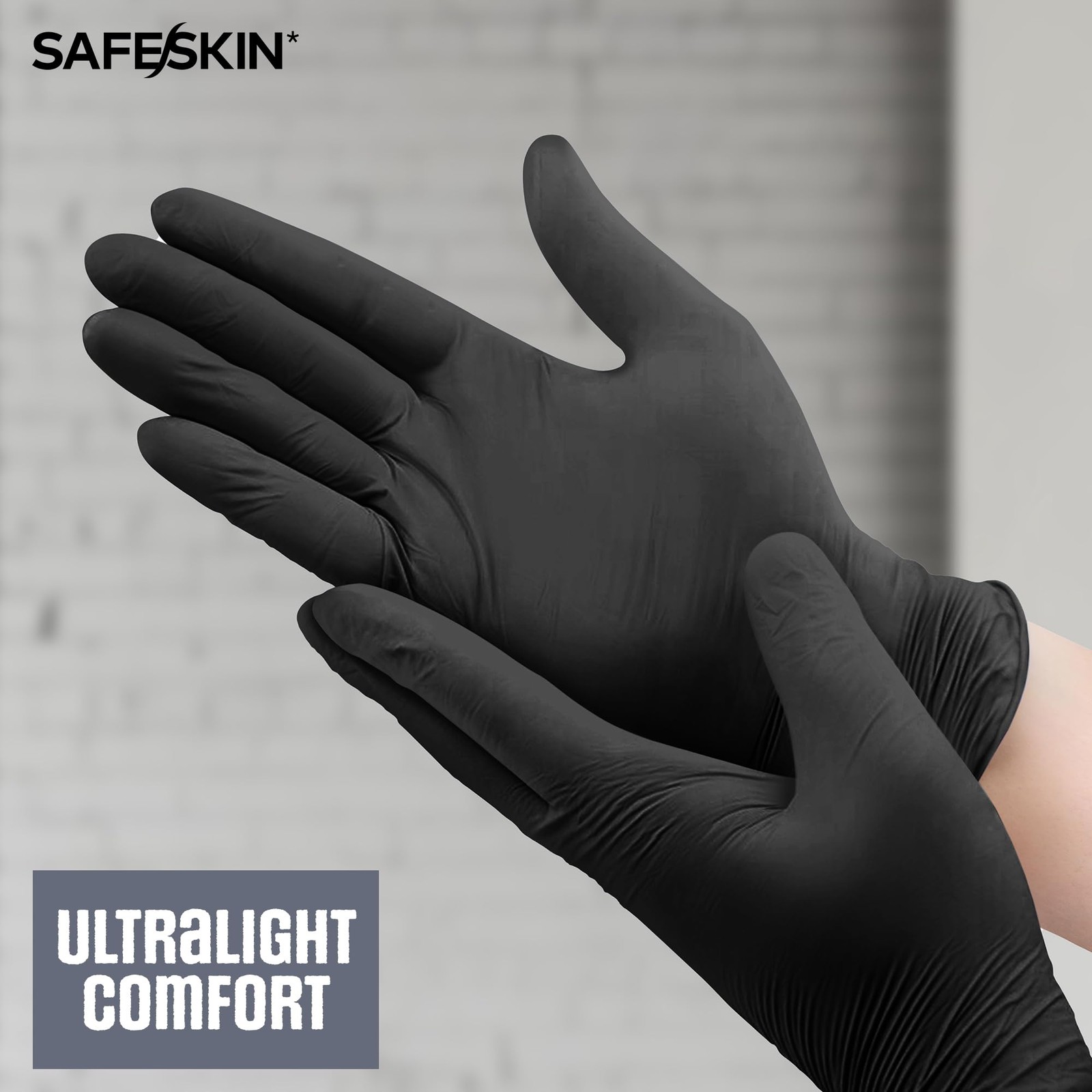 Disposable Nitrile Gloves Ultralight 2.0 Mil Black Large 100 Count Powder Free