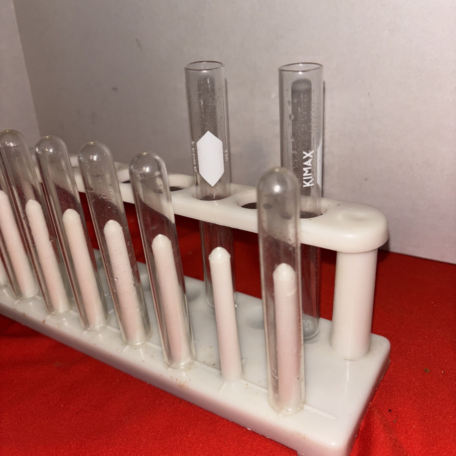 Plastic Test Tube Holder Stand With 9 Glass Tubes – Estate Find