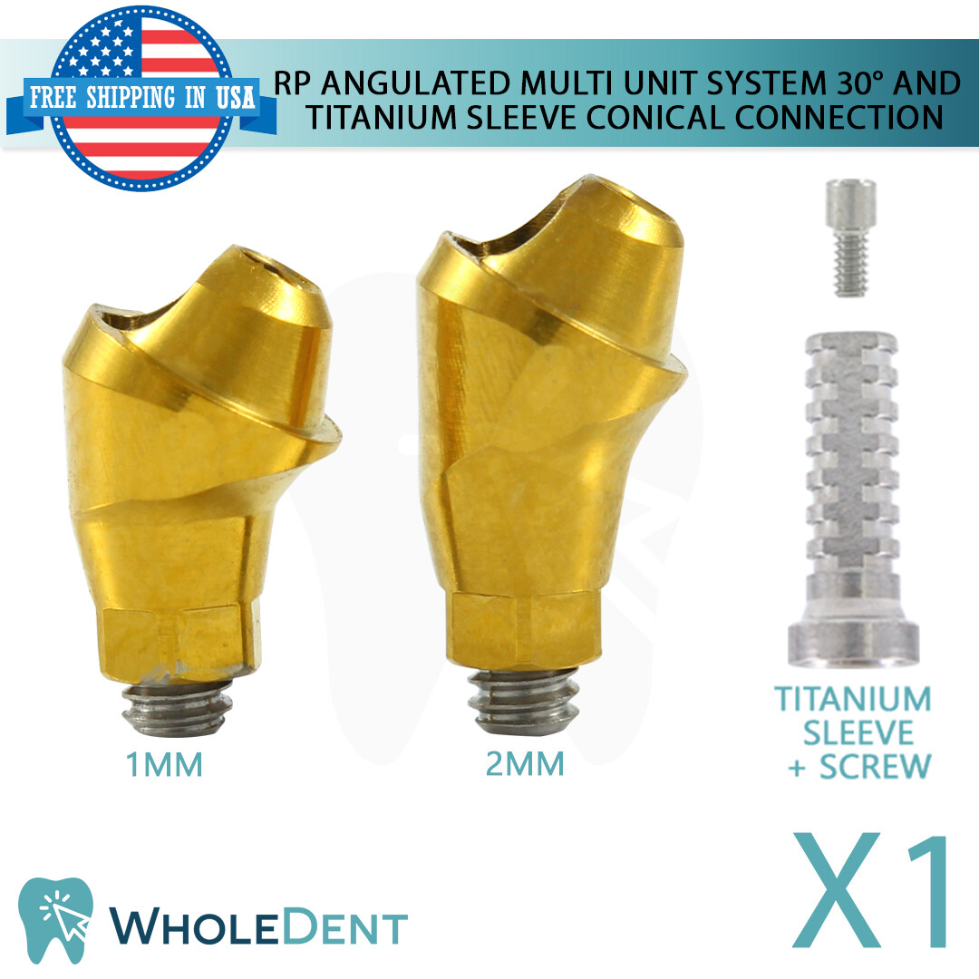 1x RP Conical Hex Angulated 30° Multi Unit Titanium Sleeve Set Dental Tools