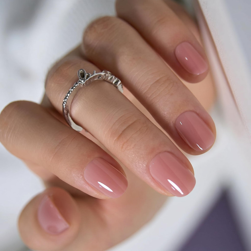 Curvlife Soft Gel Extra Short Press On Nails 30Pcs Honey Peach Pink Oval