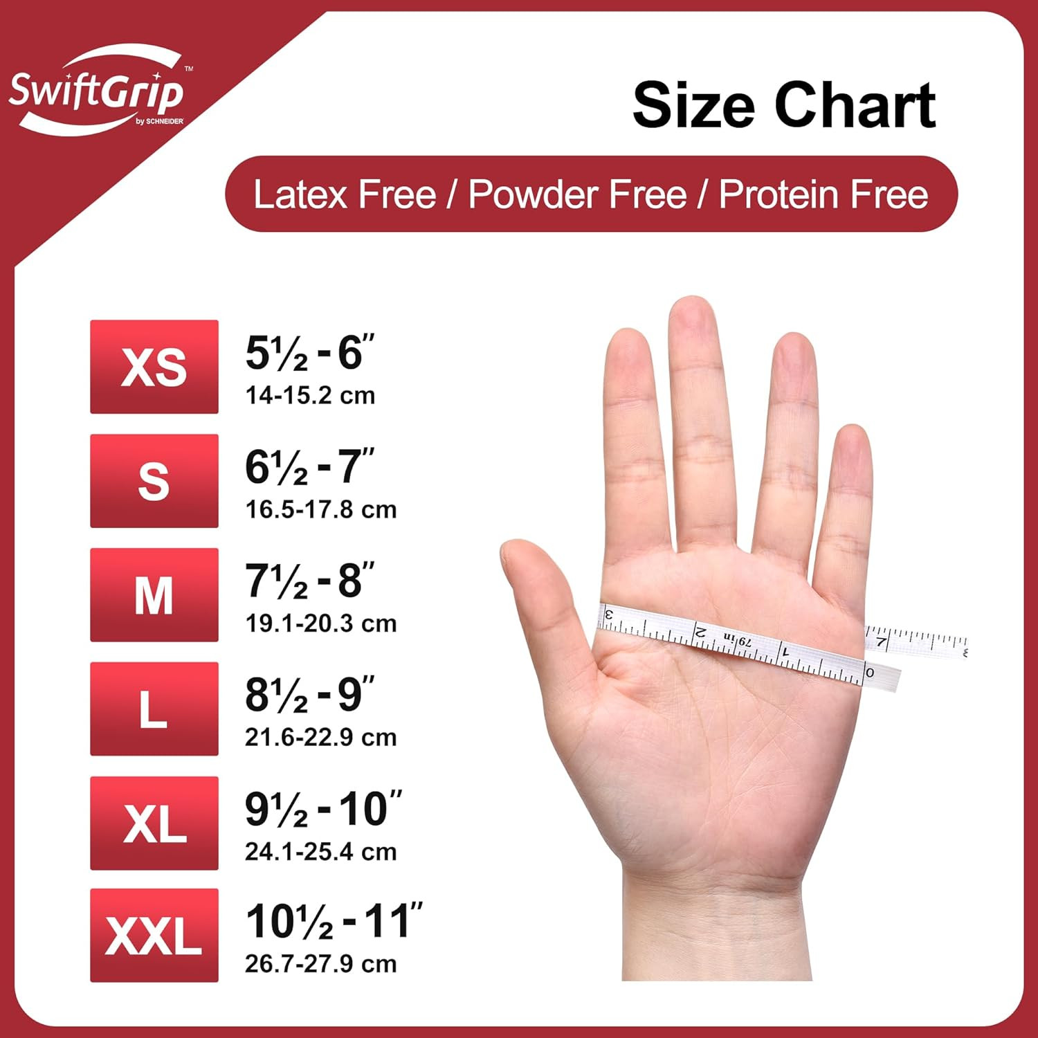 Swiftgrip Disposable Nitrile Exam Gloves, X-Small, Box of 50, Burgundy, Latex-Fr