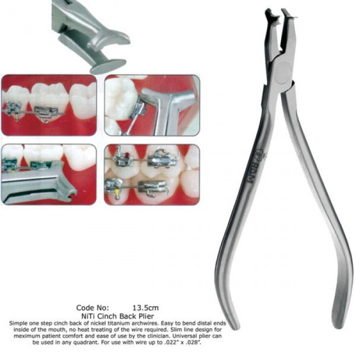 Orthodontist Slim Handle NiTi Cinch Back Plier French Steel.