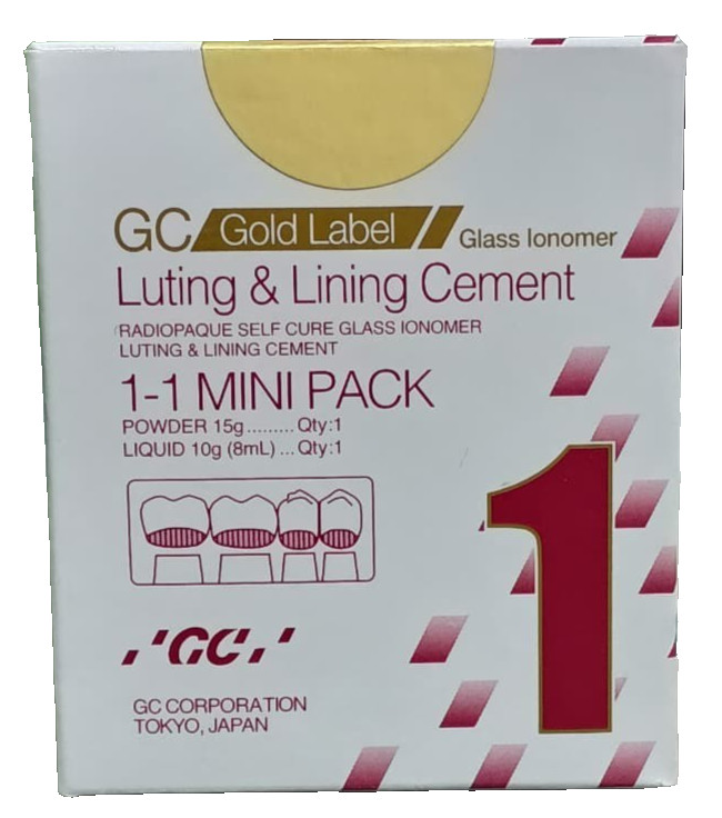 New GC Fuji 1 Gold Label Type 1 Radiopaque luting Glass Ionomer Cement Mini Kit